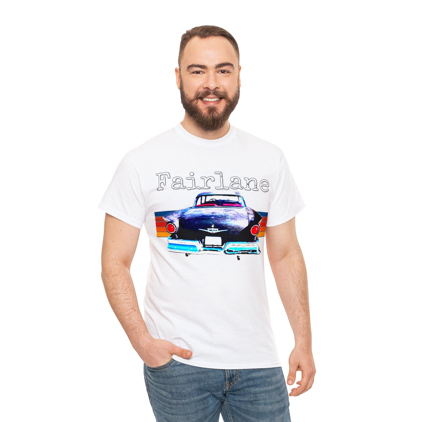 Fairlane 1957 Vintage Tail Fins, Vintage American Car Heavy Cotton Tee
