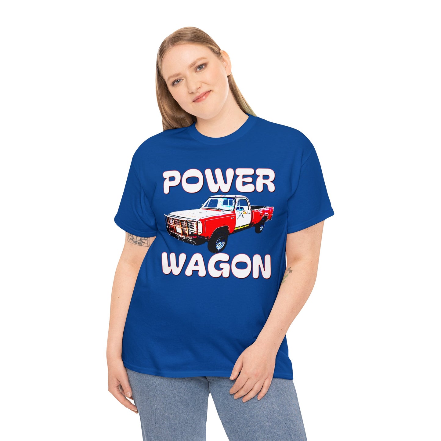Power Wagon Pickup Truck, Vintage Pick Up Truck, Retro Truck Heavy Cotton Tee
