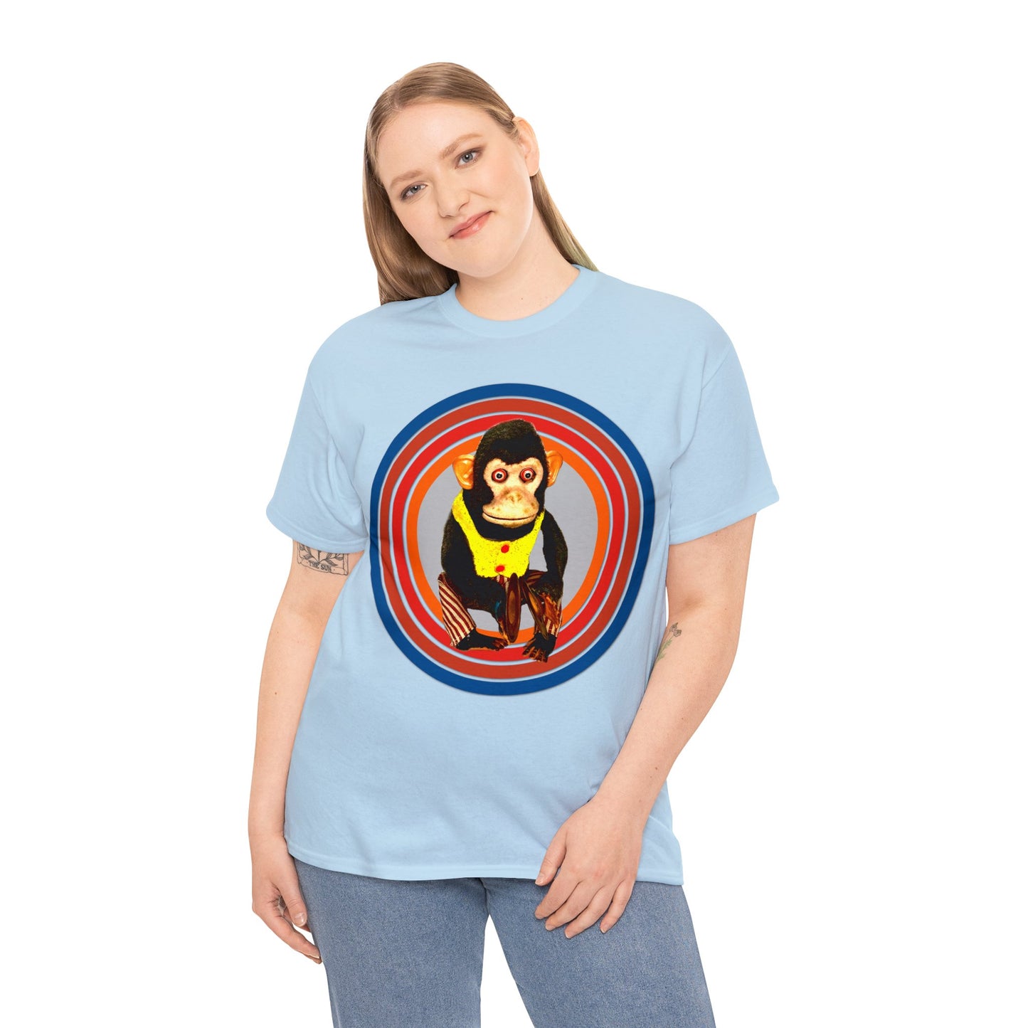 Cymbal Chimp Toy, Jolly Monkey With Cymbals Vintage Retro Heavy Cotton Tee