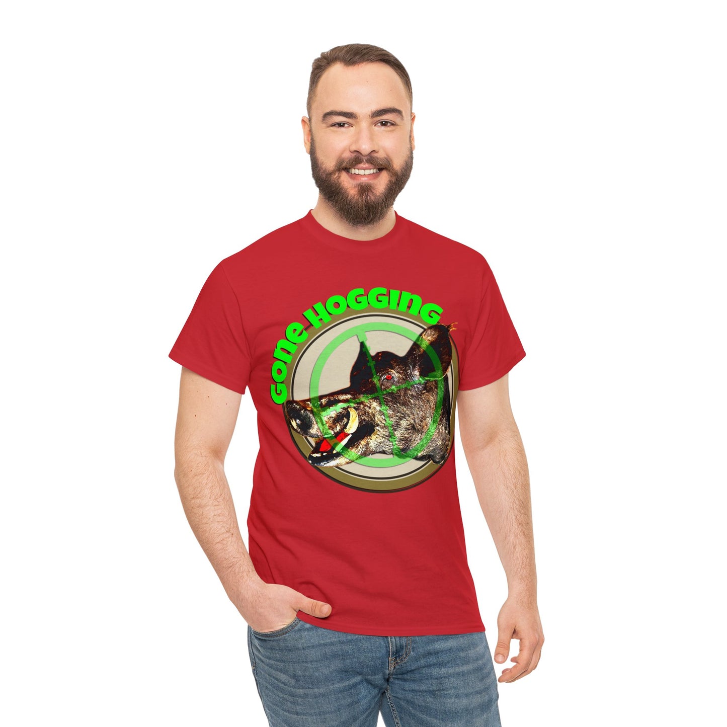 Wild Hog Hunter, Wild Hog, Hog Wild, Hog Boar Hunting Heavy Cotton Tee