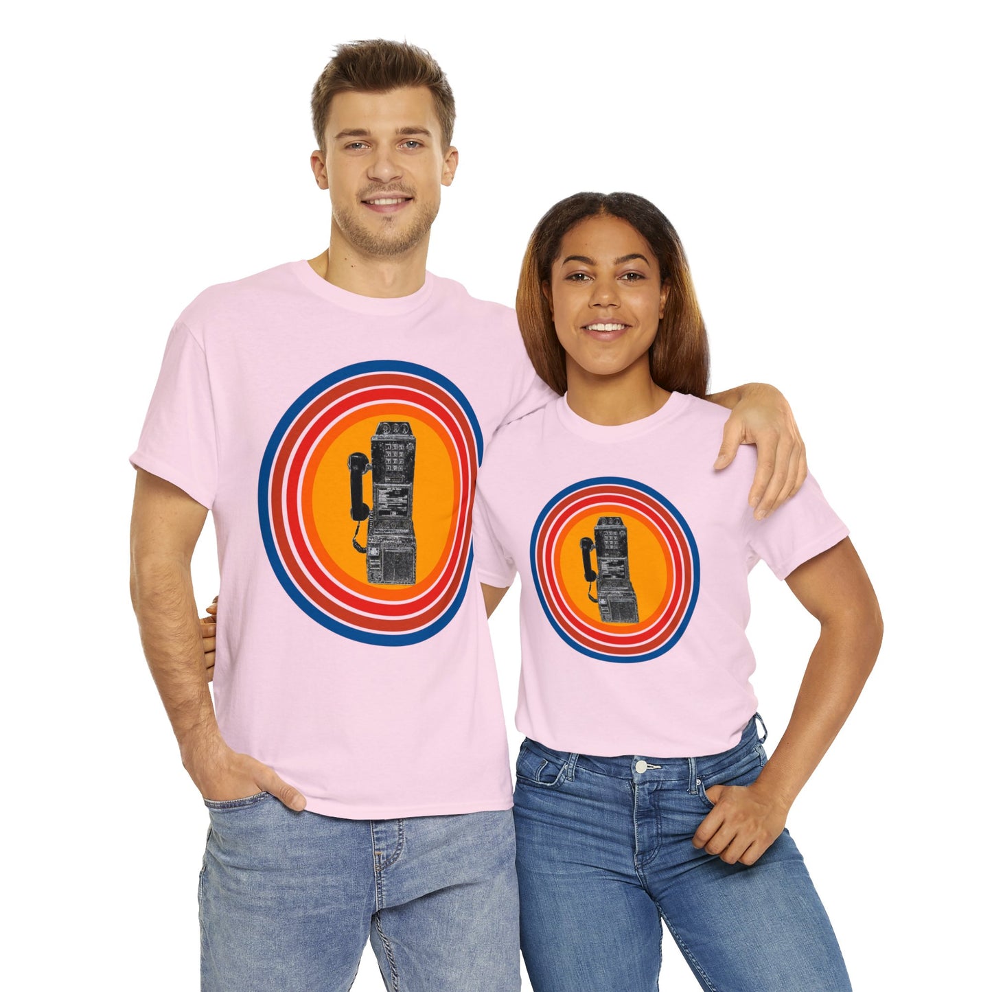 Vintage Retro Pay Phone Antique Telephone Phone Heavy Cotton Tee