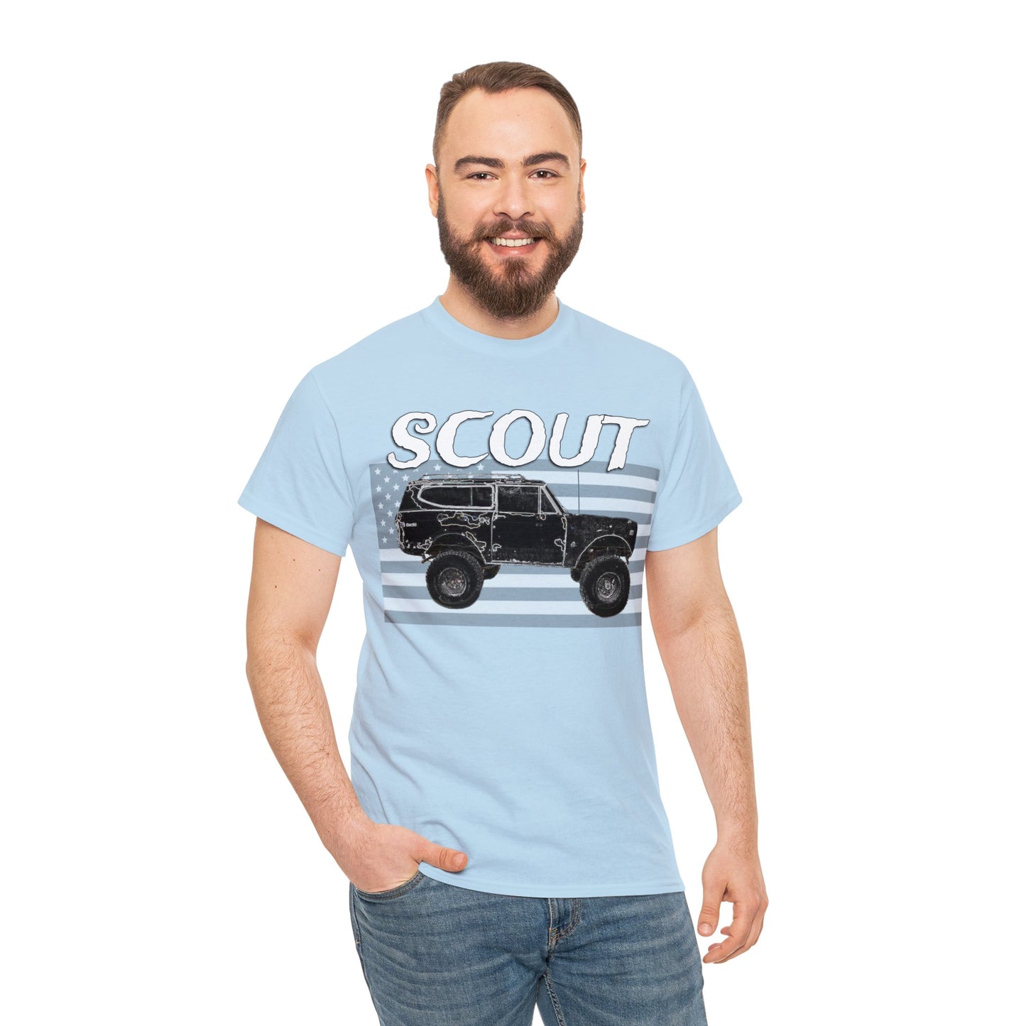 Scout Truck, 4x4 Truck, Vintage Off Road Truck, Retro 4 Wheel Drive Truck Heavy Cotton Tee