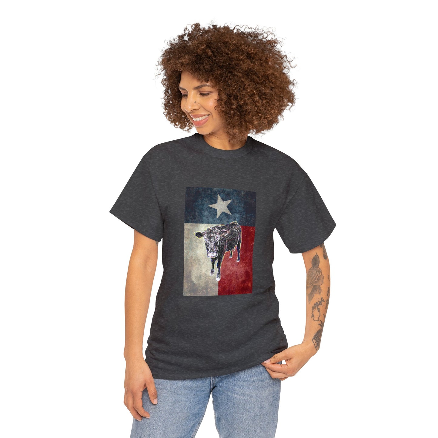 Vintage Retro Cow on the Farm Heavy Cotton Tee