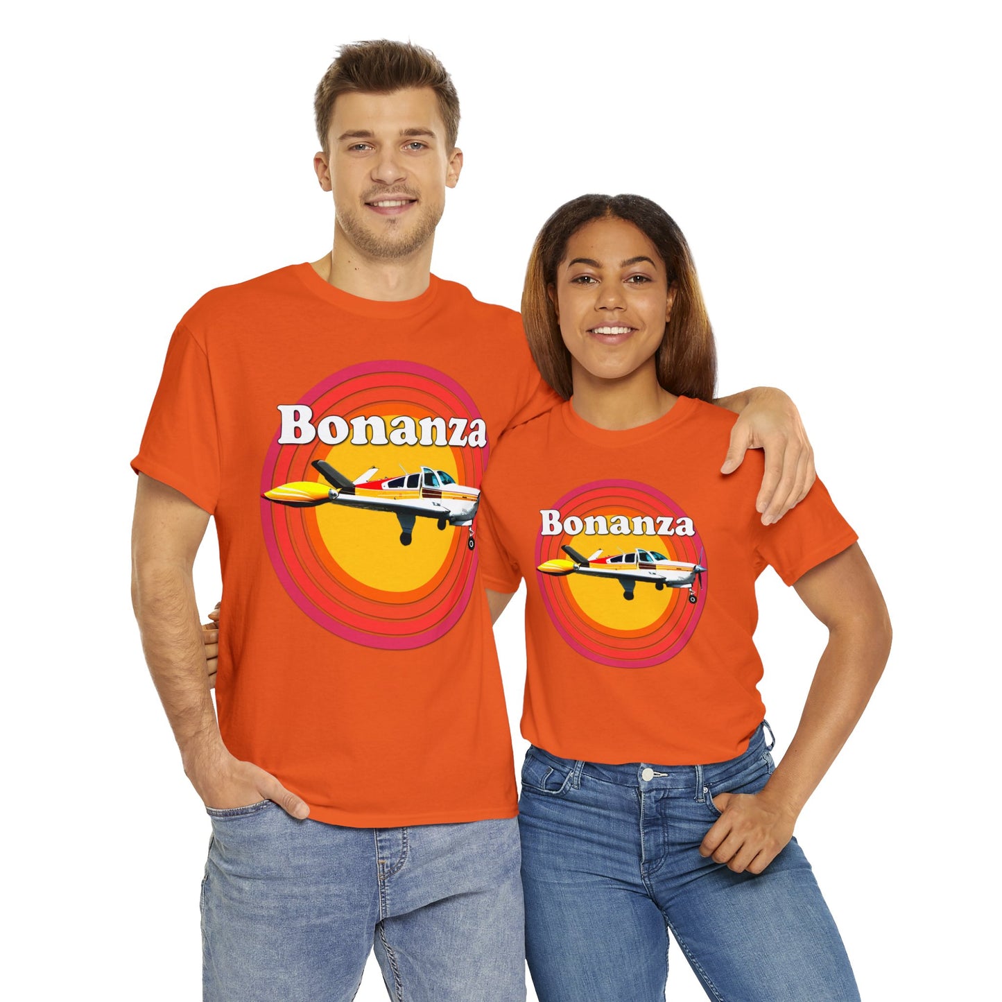 Vintage Bonanza Airplane, 1970s Private Airplane, Turbo Prop Aircraft Heavy Cotton Tee