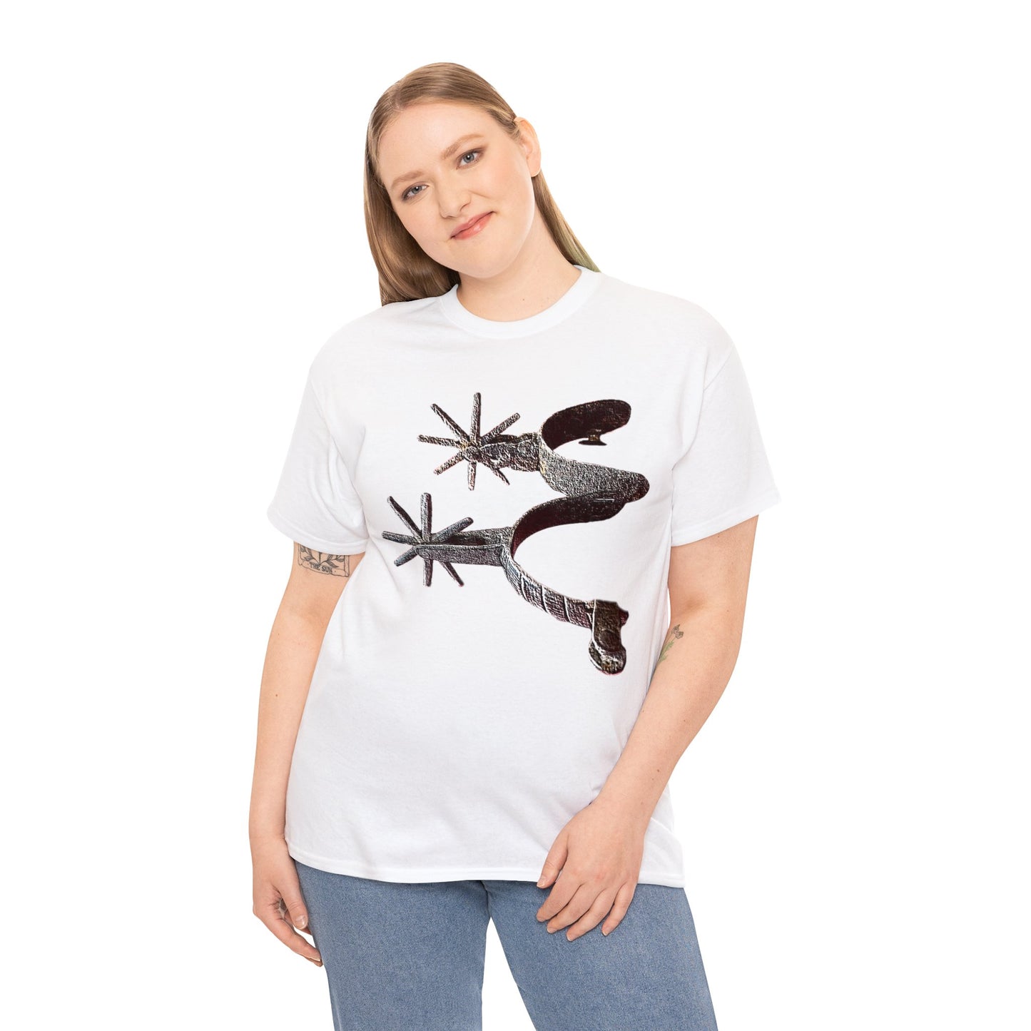 Vintage Retro Cowboy Cowgirl Boot Spurs Heavy Cotton Tee
