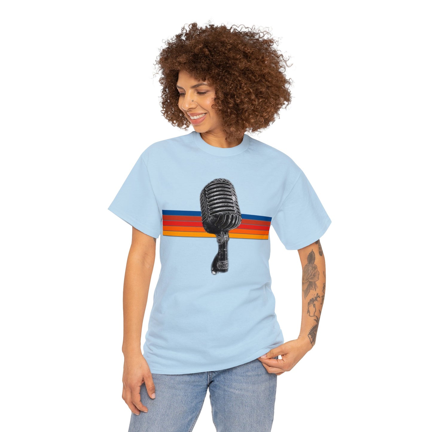 Vintage Retro Microphone, Shure 55s, Rock and Roll Microphone, Live Streamer Heavy Cotton Tee