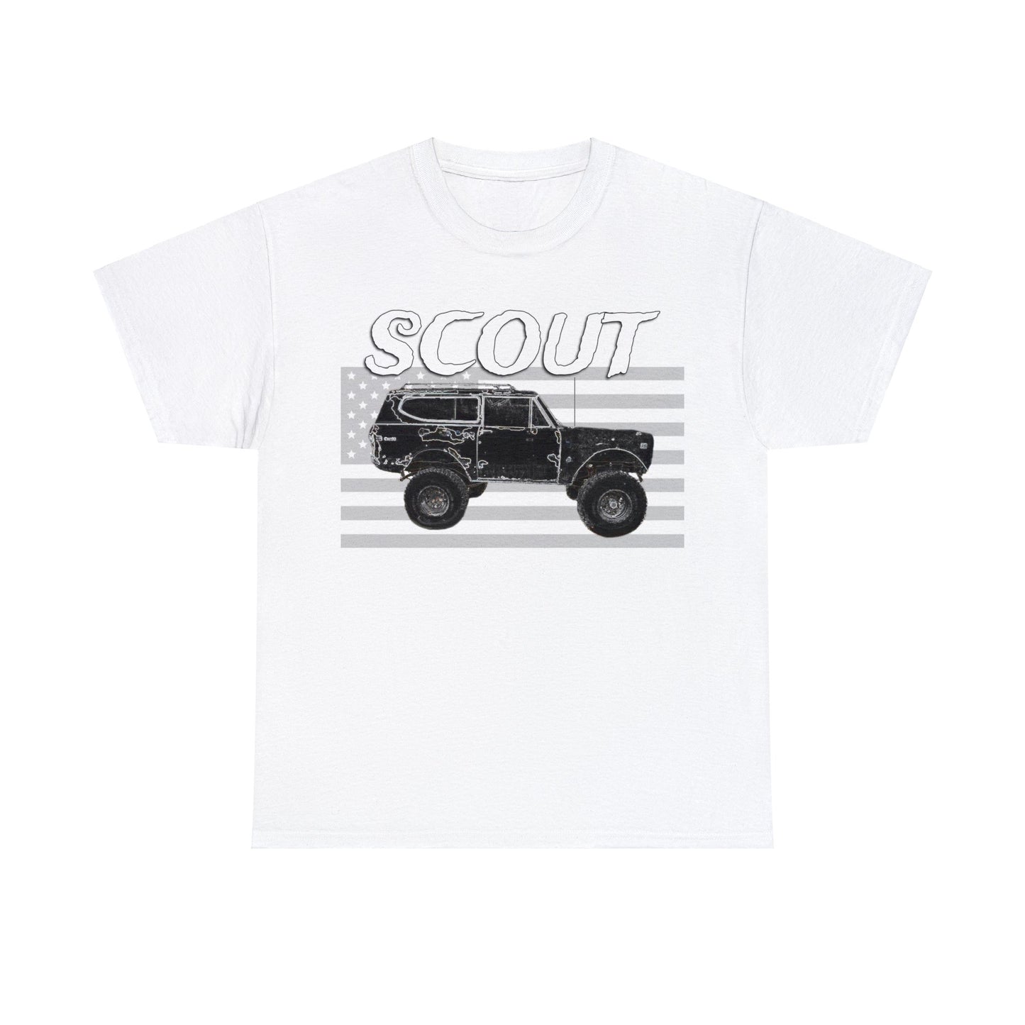 Scout Truck, 4x4 Truck, Vintage Off Road Truck, Retro 4 Wheel Drive Truck Heavy Cotton Tee