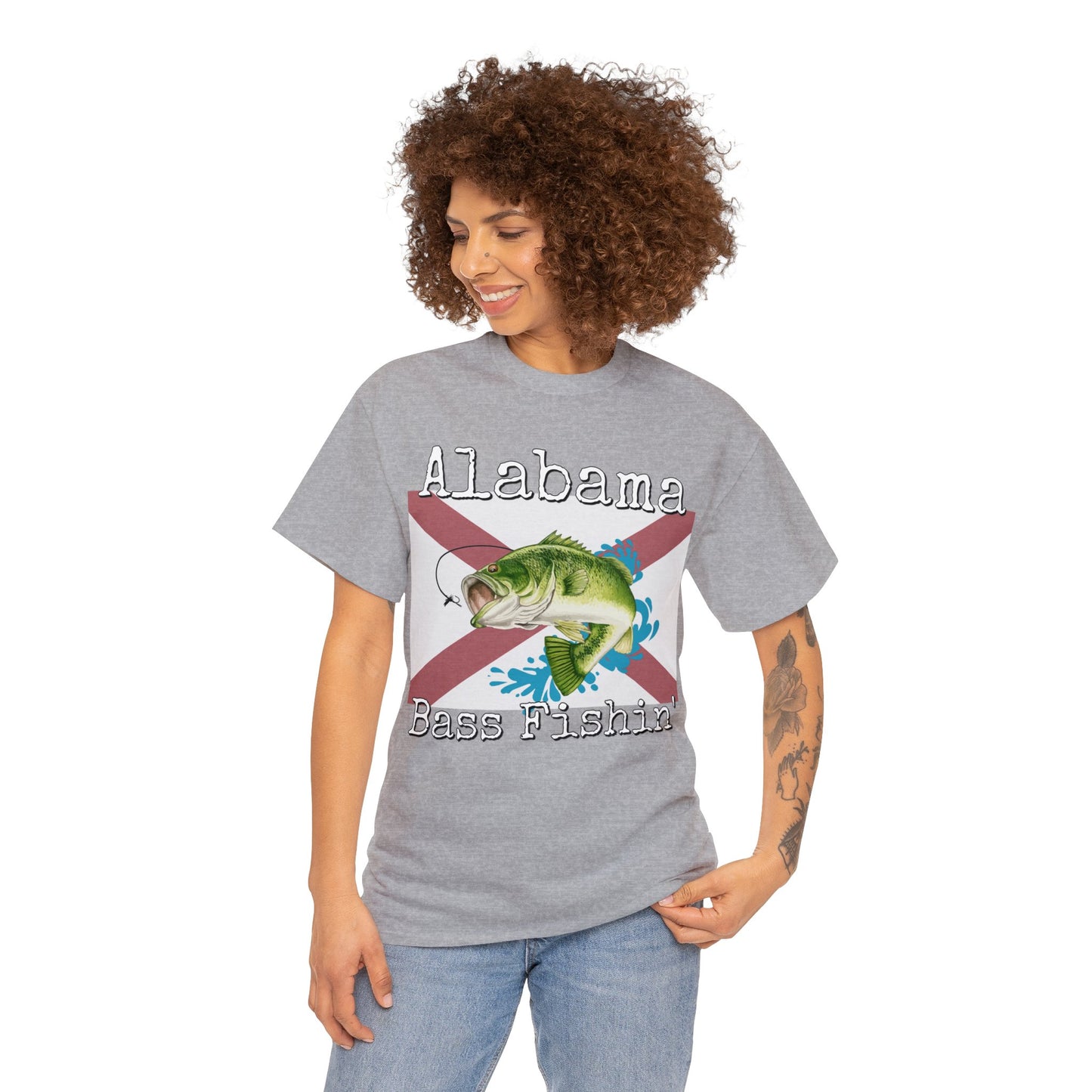 Vintage Retro Alabama Bass Fishing Heavy Cotton Tee