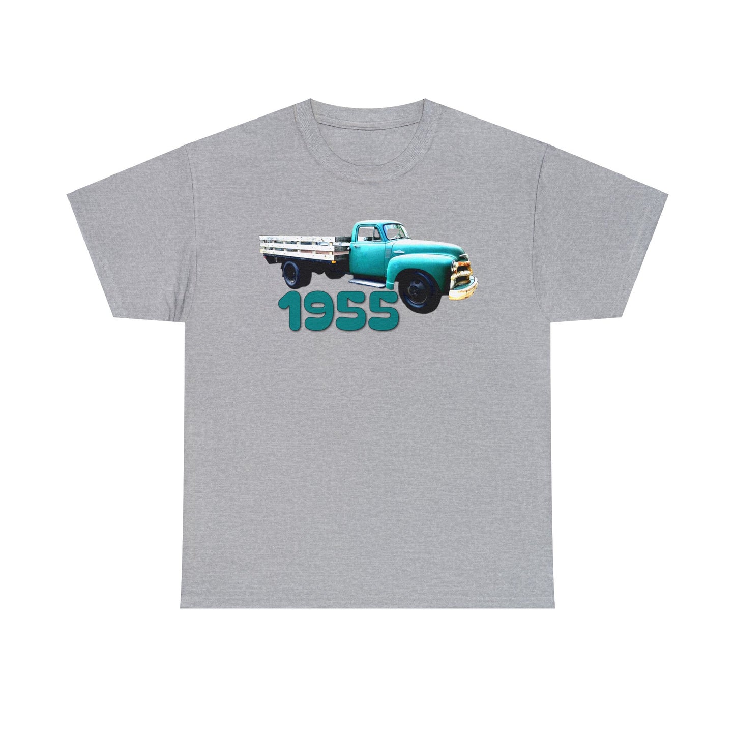 1955 Pickup Truck, Vintage Farm Truck, Retro Flat Bed Truck Heavy Cotton Tee