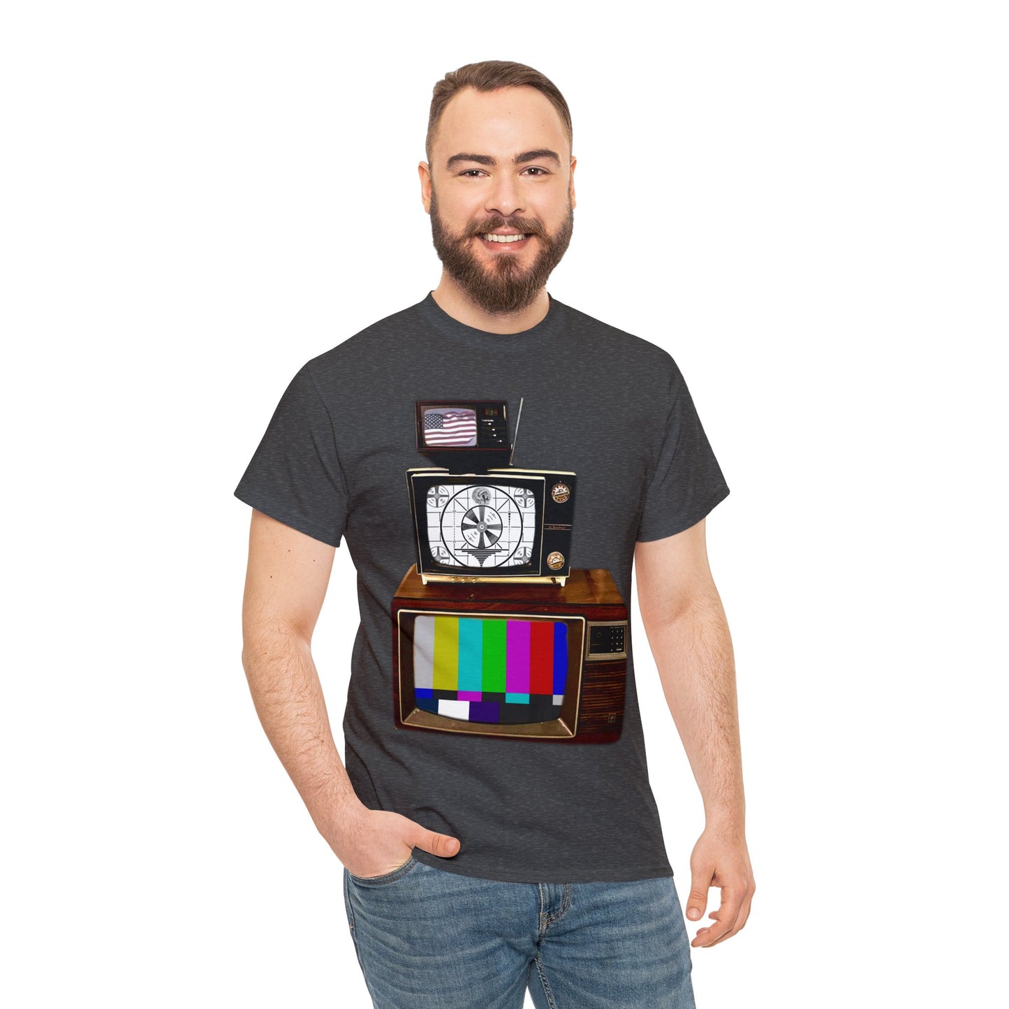 Vintage Televisions, Tube TV, Sign Off Screen, Old School, Vintage, Retro Heavy Cotton Tee