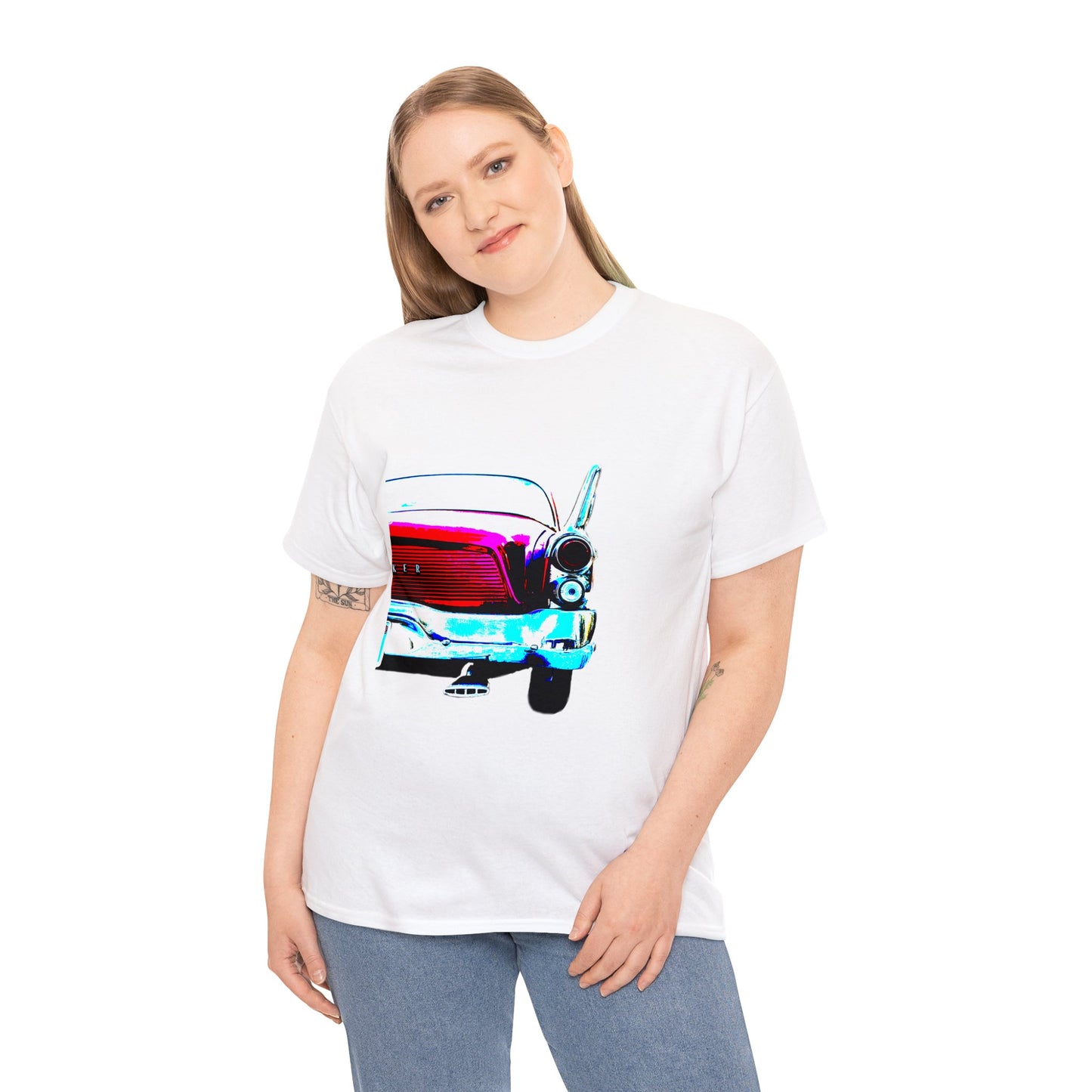 Vintage Studebaker Car, Retro Hawk Car With Tail Fins Heavy Cotton Tee