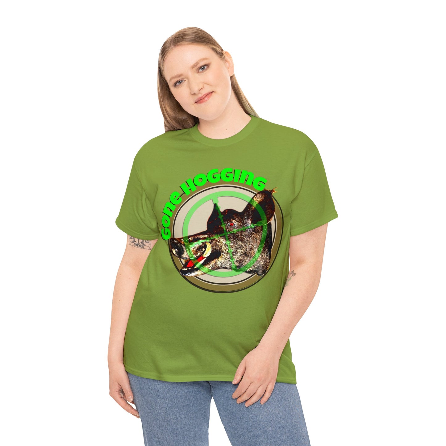 Wild Hog Hunter, Wild Hog, Hog Wild, Hog Boar Hunting Heavy Cotton Tee
