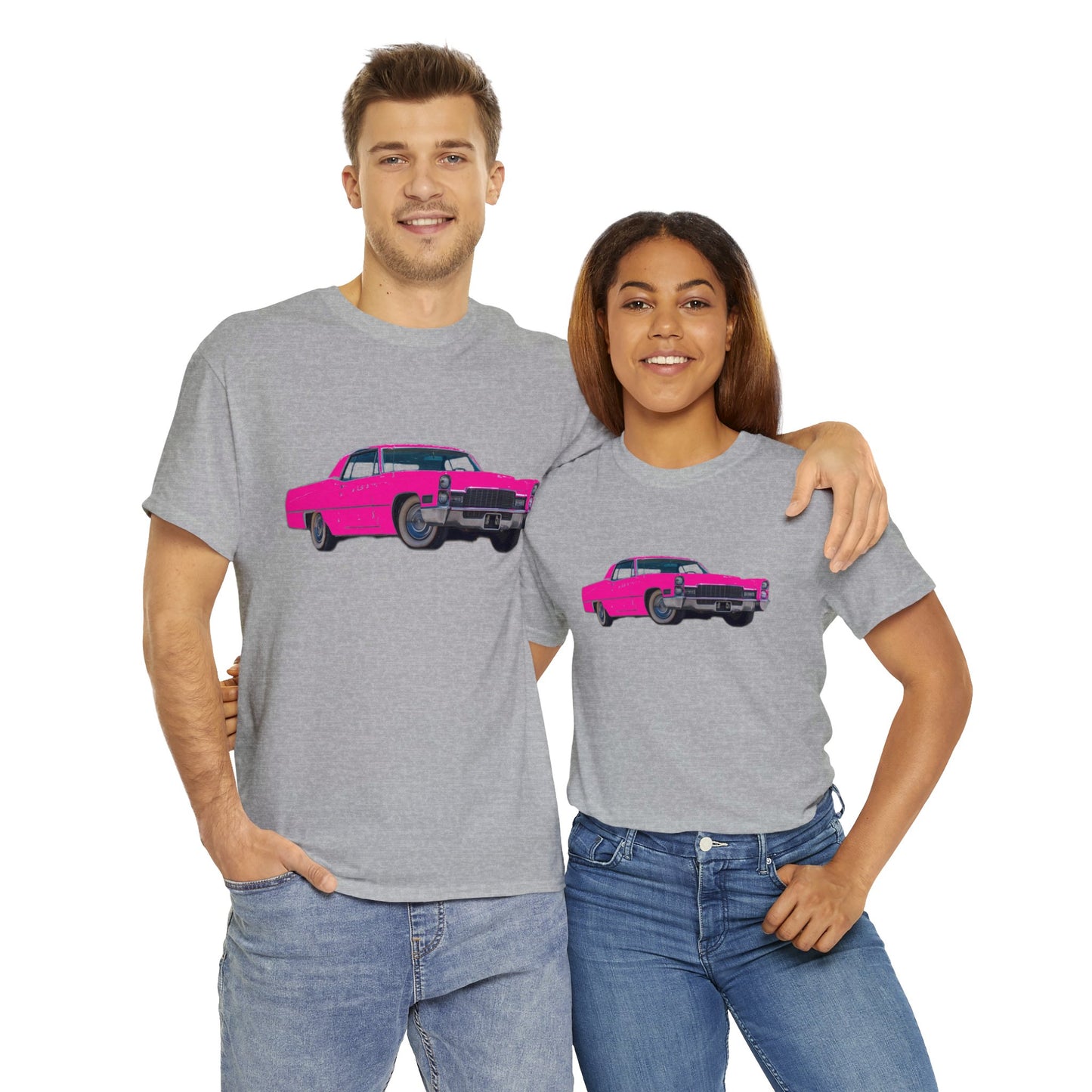 Pink Cadillac, Vintage Car, Caddy Daddy, Retro DeVille Heavy Cotton Tee