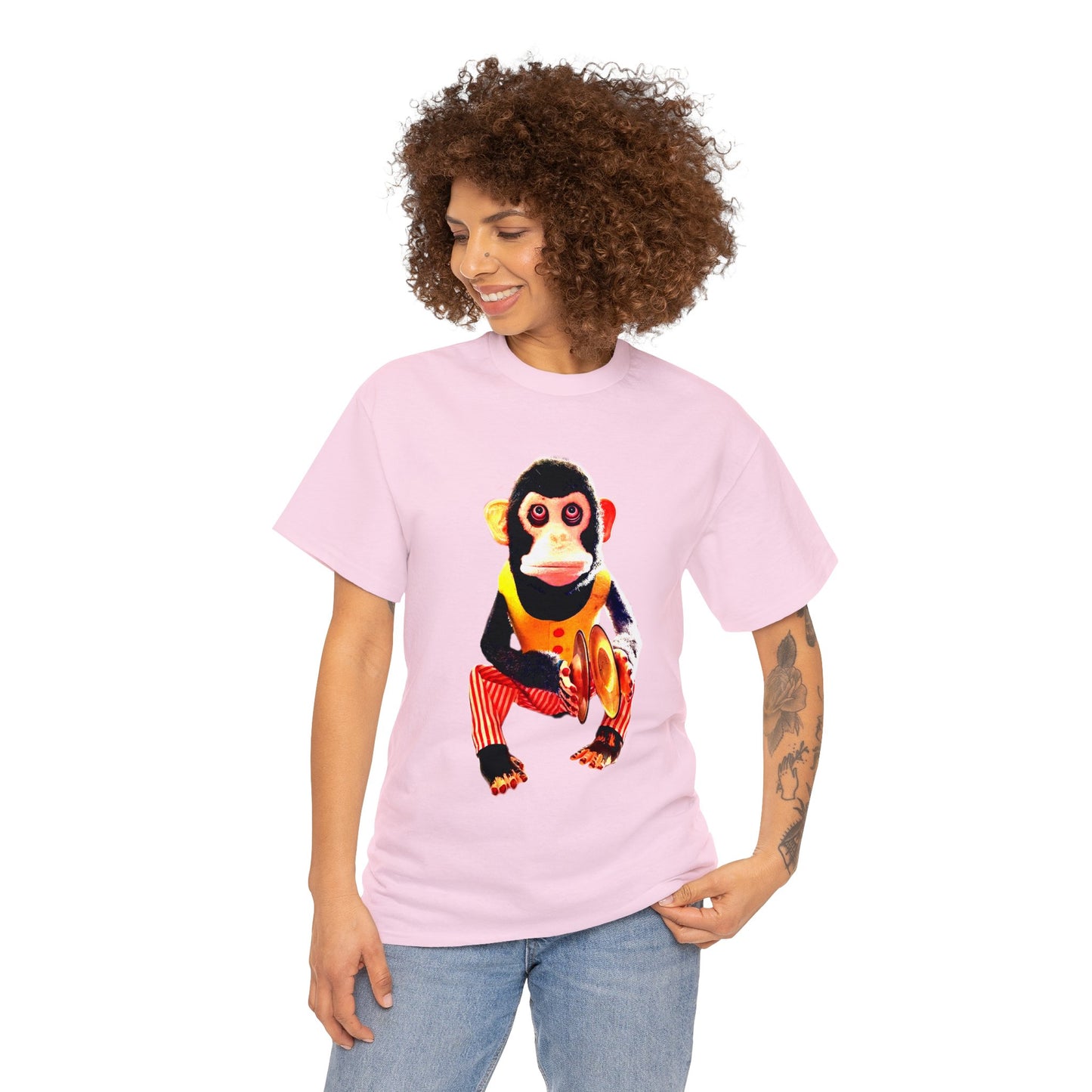 Cymbal Chimp Toy, Jolly Monkey With Cymbals Vintage Retro Heavy Cotton Tee