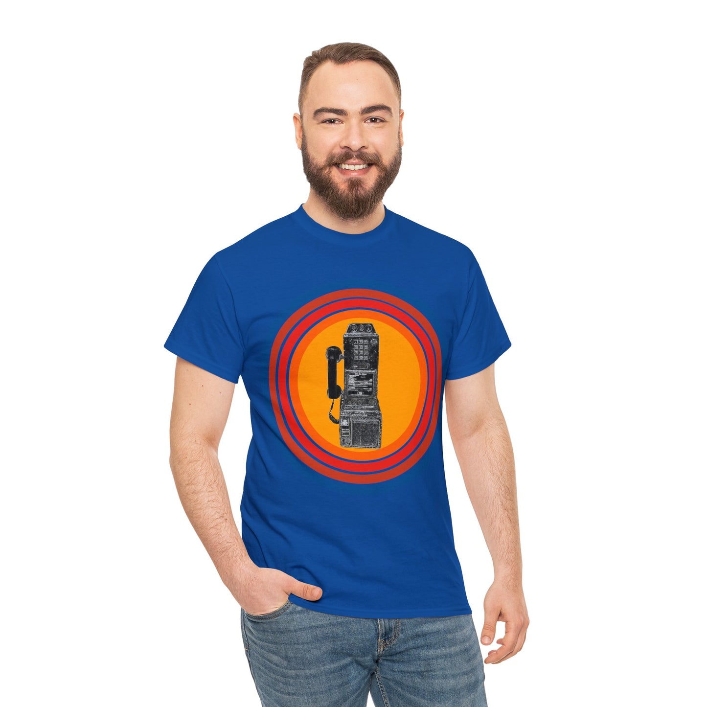 Vintage Retro Pay Phone Antique Telephone Phone Heavy Cotton Tee