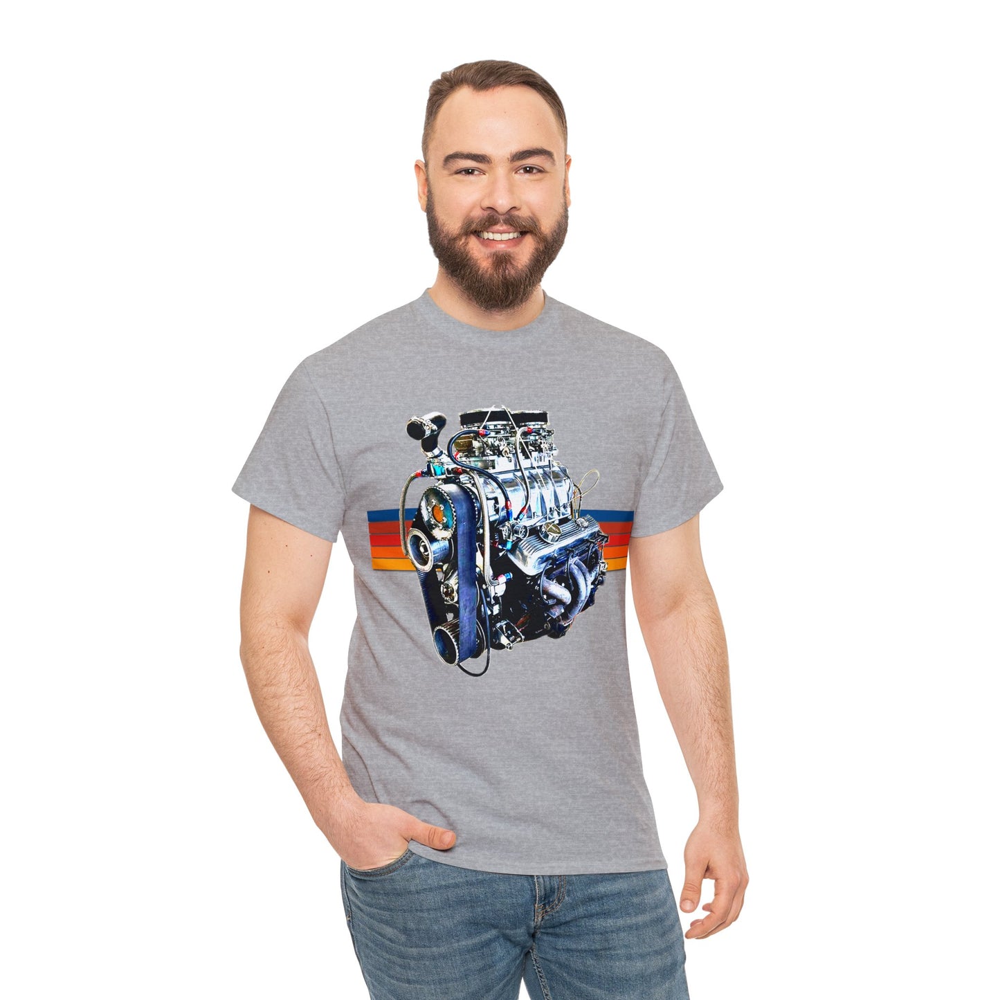 350 Small Block Engine, American Muscle Car Engine Heavy Cotton Tee