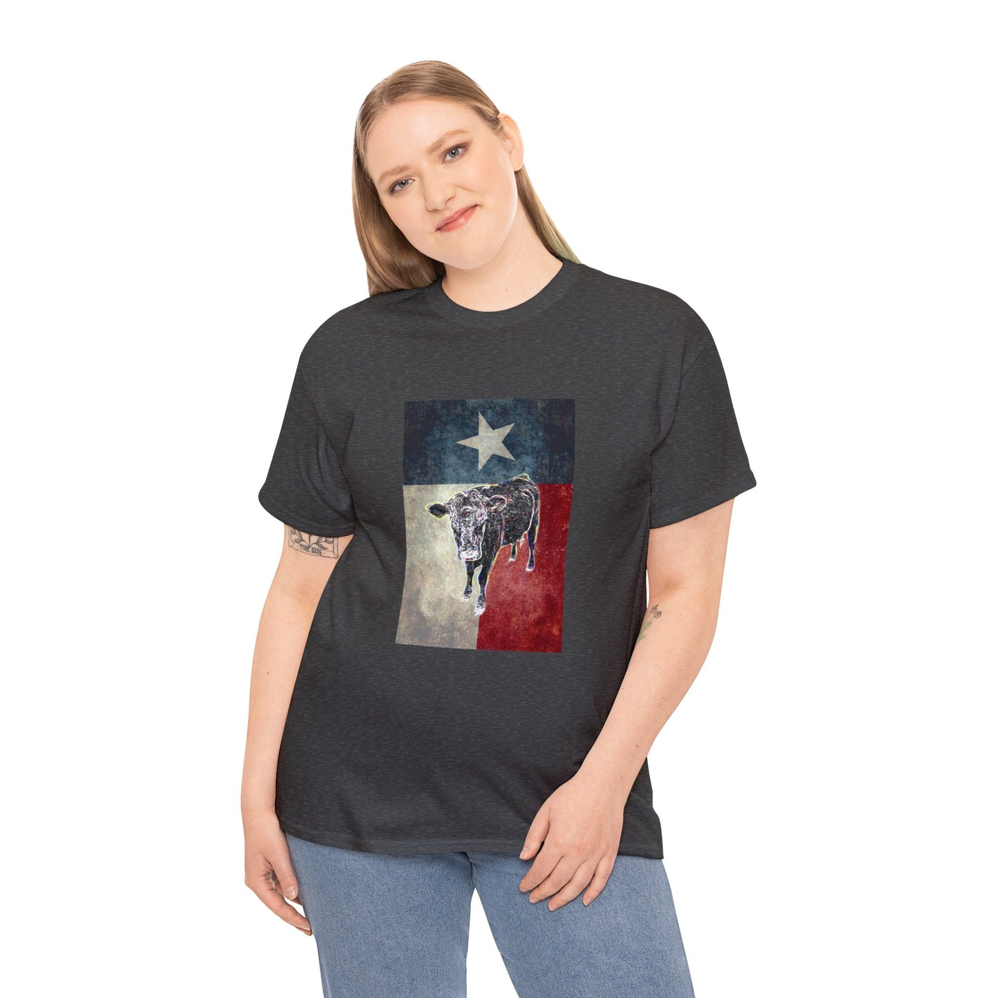 Vintage Retro Cow on the Farm Heavy Cotton Tee