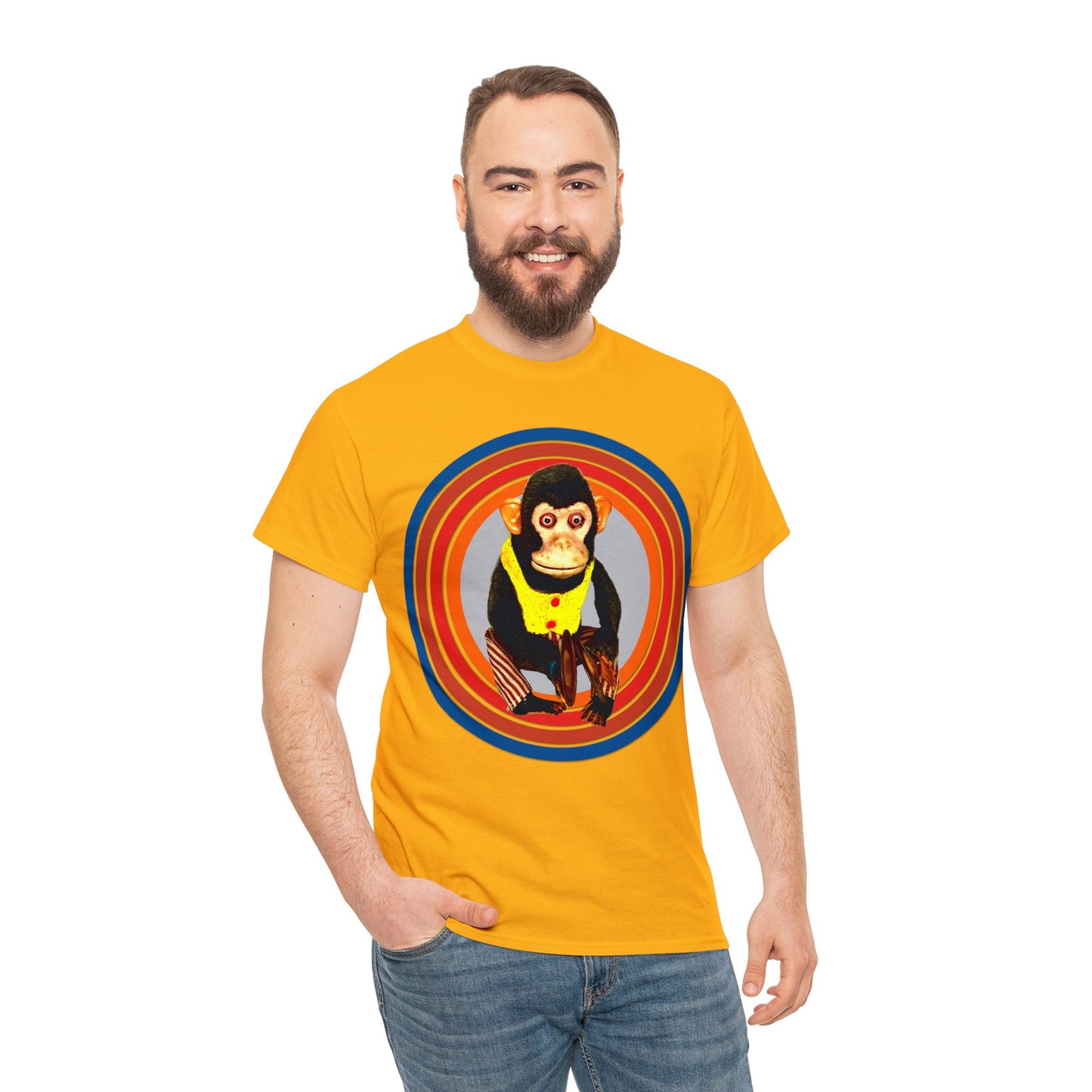 Cymbal Chimp Toy, Jolly Monkey With Cymbals Vintage Retro Heavy Cotton Tee