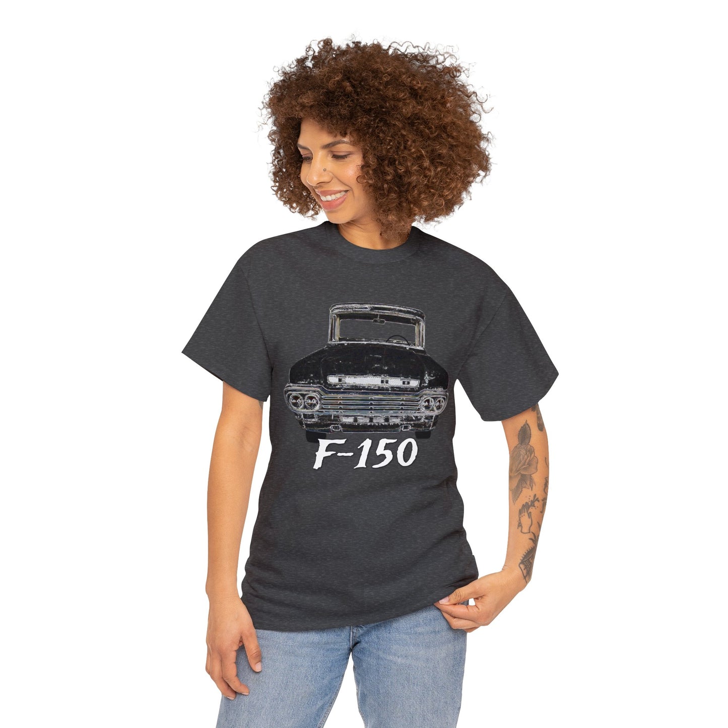 F 150 Truck, Vintage Pickup Truck, Retro Country Pick Up Truck Heavy Cotton Tee
