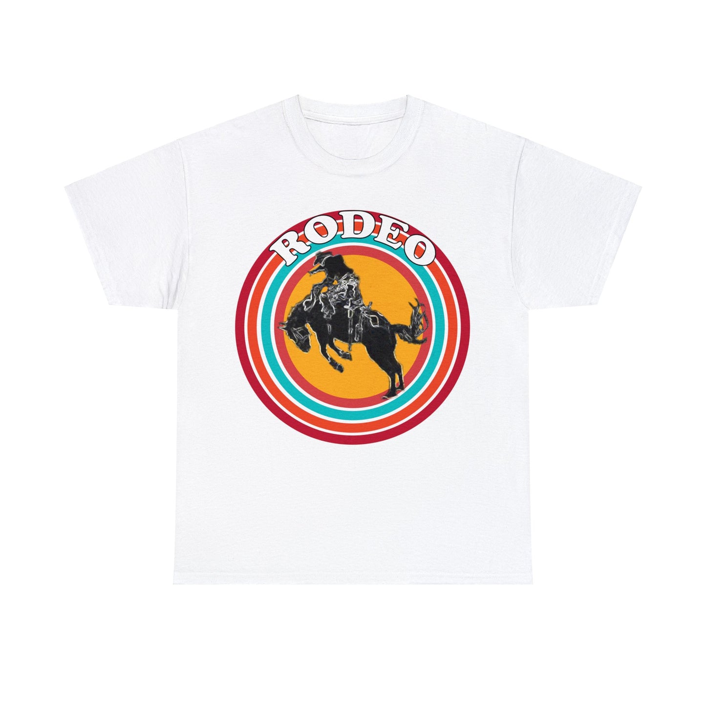 Rodeo, Bronco Rider, Bronc Buster, Cowboy Rider, Horse Rider, Wild Horse Heavy Cotton Tee