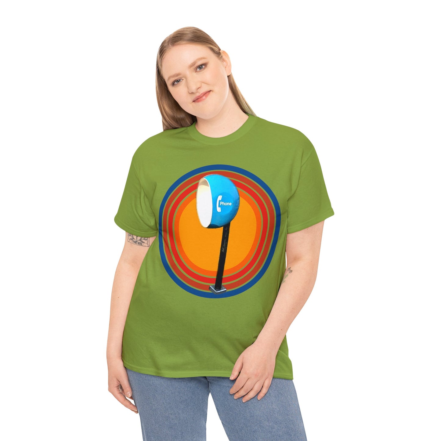Vintage Egg Shaped Phone Booth, Retro Phone Booth Heavy Cotton Tee