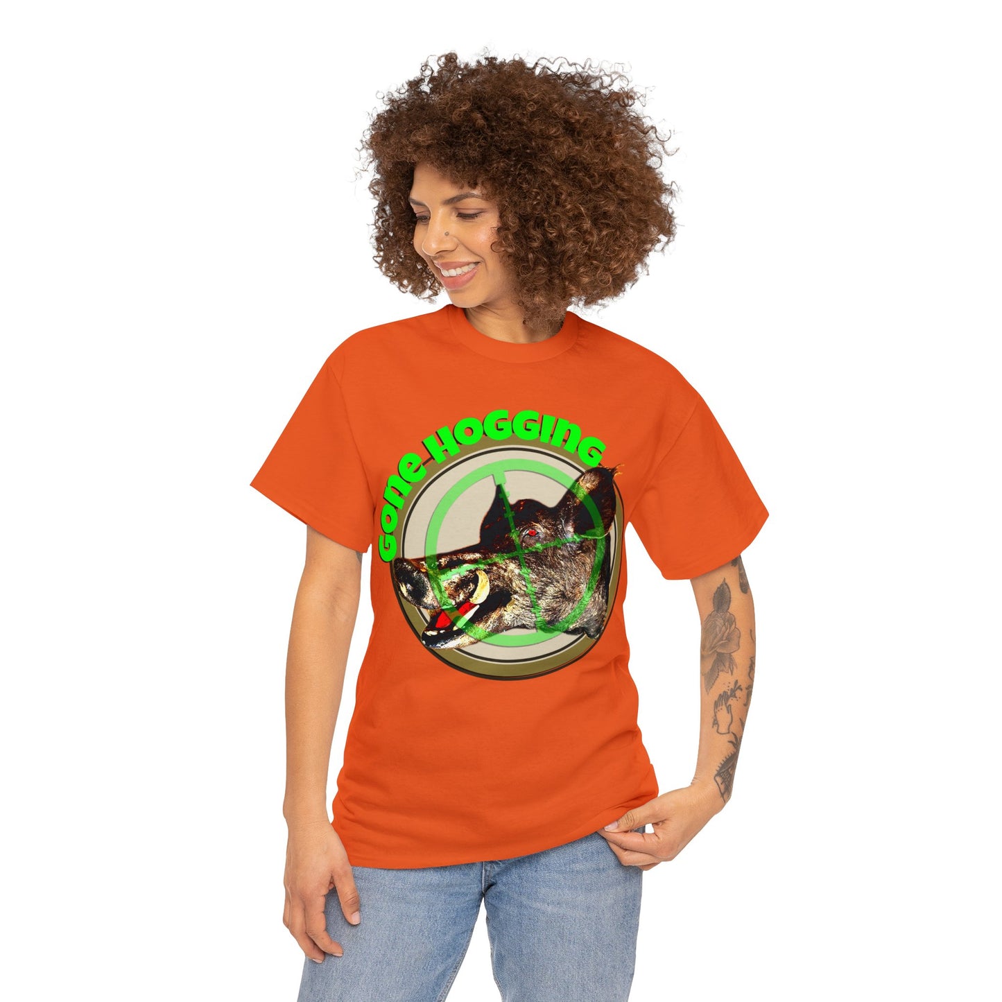 Wild Hog Hunter, Wild Hog, Hog Wild, Hog Boar Hunting Heavy Cotton Tee