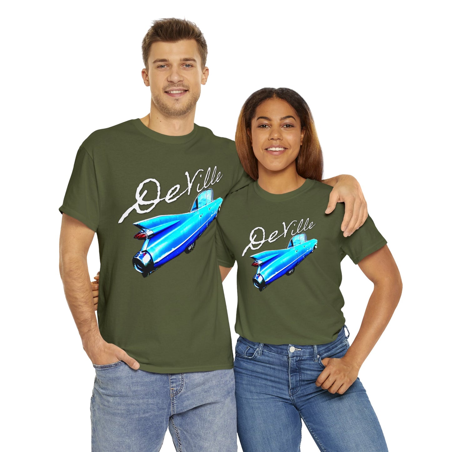 Deville Car, Antique American Car, Retro American Car, Caddy Heavy Cotton Tee