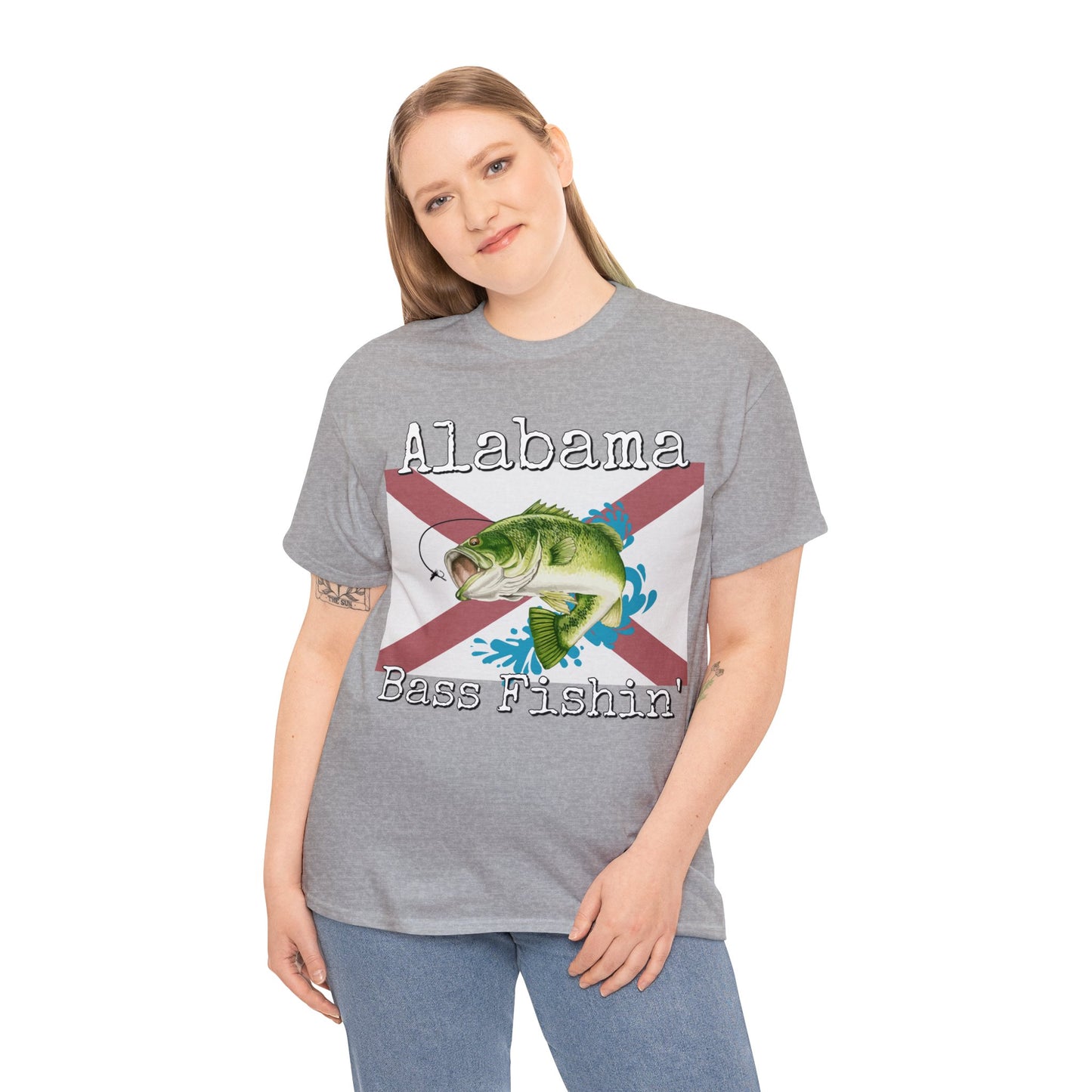 Vintage Retro Alabama Bass Fishing Heavy Cotton Tee