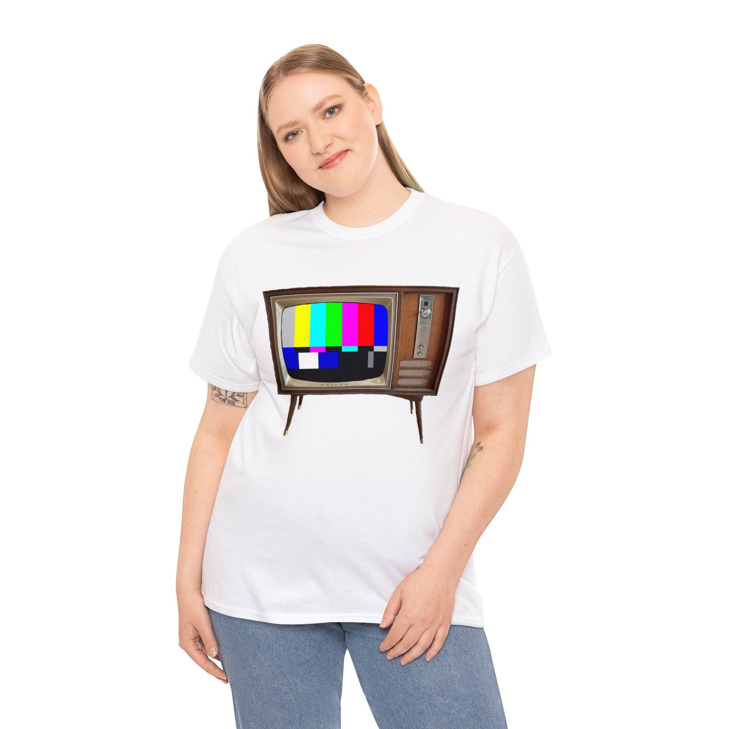 Vintage Television, Tube TV, Sign Off Screen, Old School, Vintage, Retro Heavy Cotton Tee