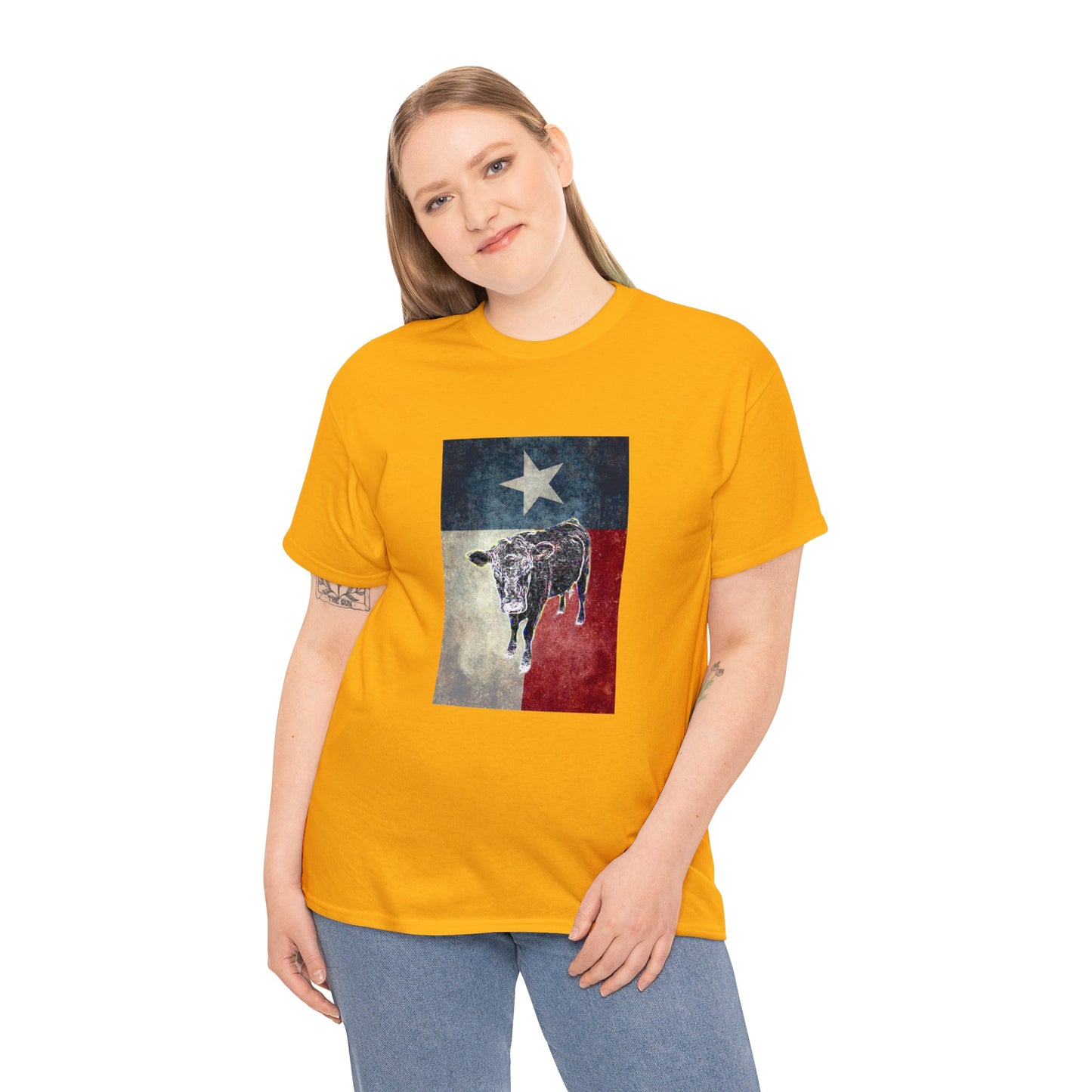 Vintage Retro Cow on the Farm Heavy Cotton Tee