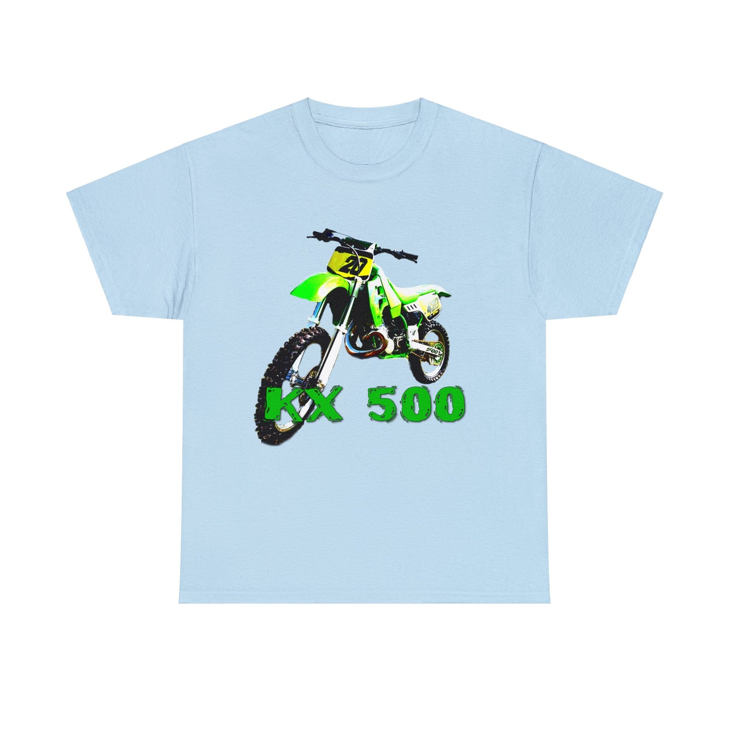 KX 500 Motocross, Vintage Dirt Bike, Green Dirt Bike, Motocross Heavy Cotton Tee