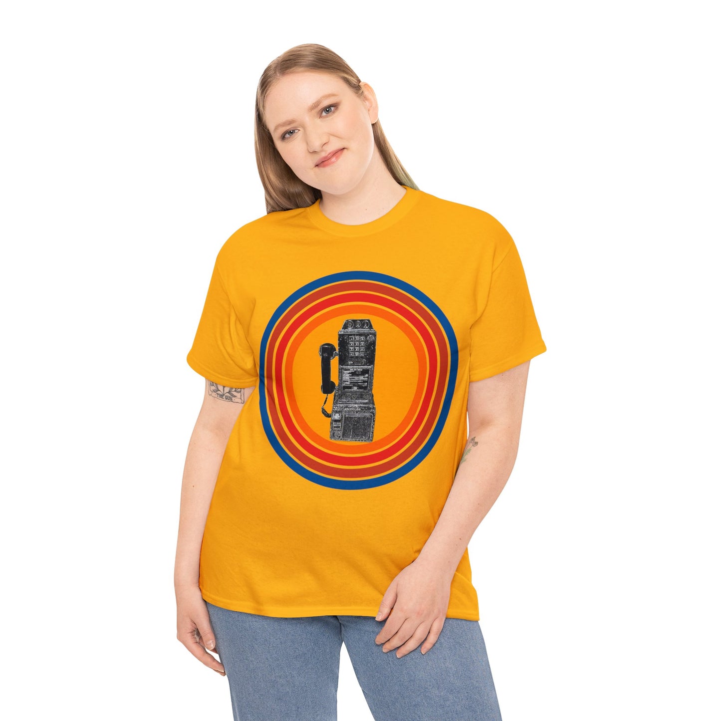 Vintage Retro Pay Phone Antique Telephone Phone Heavy Cotton Tee
