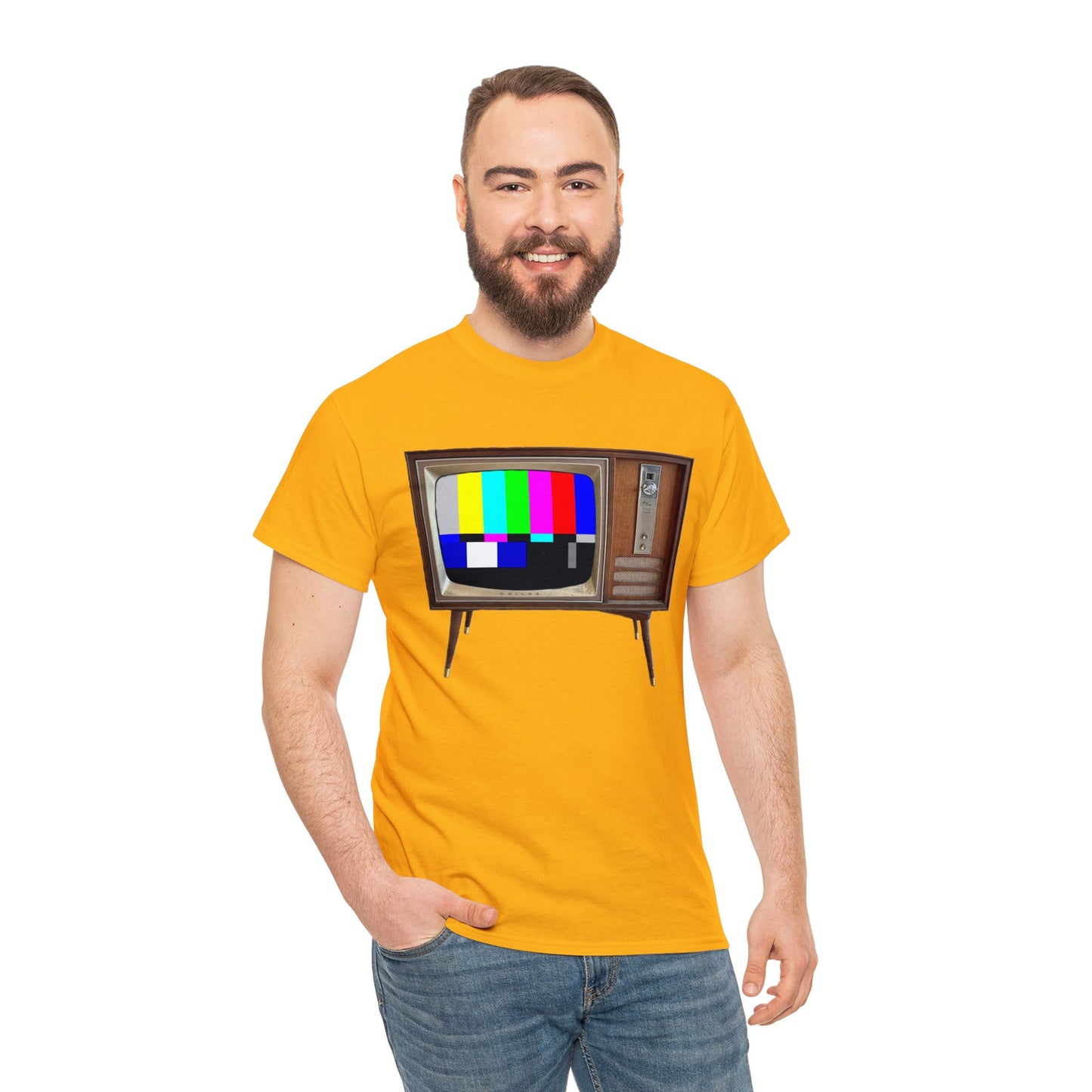 Vintage Television, Tube TV, Sign Off Screen, Old School, Vintage, Retro Heavy Cotton Tee