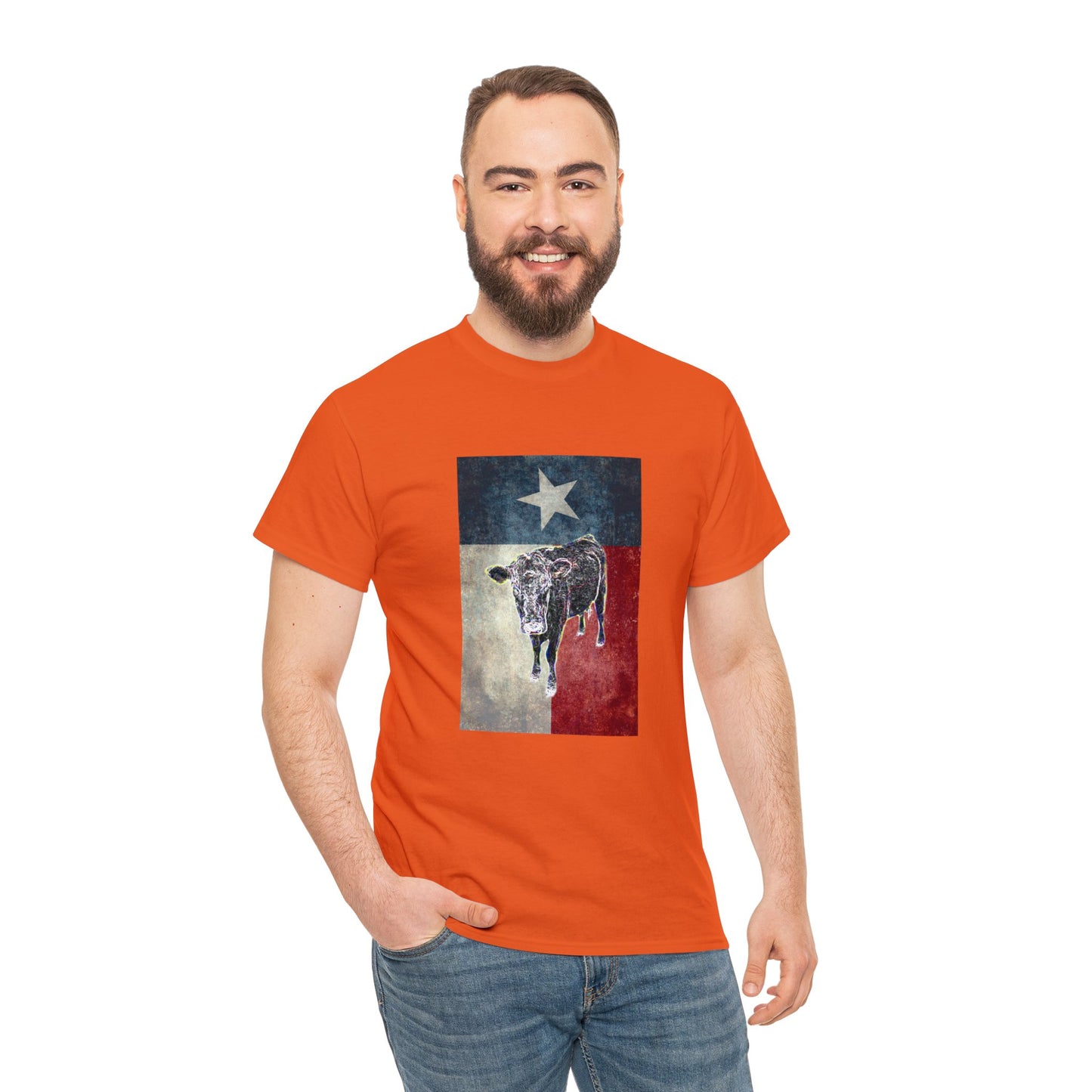 Vintage Retro Cow on the Farm Heavy Cotton Tee