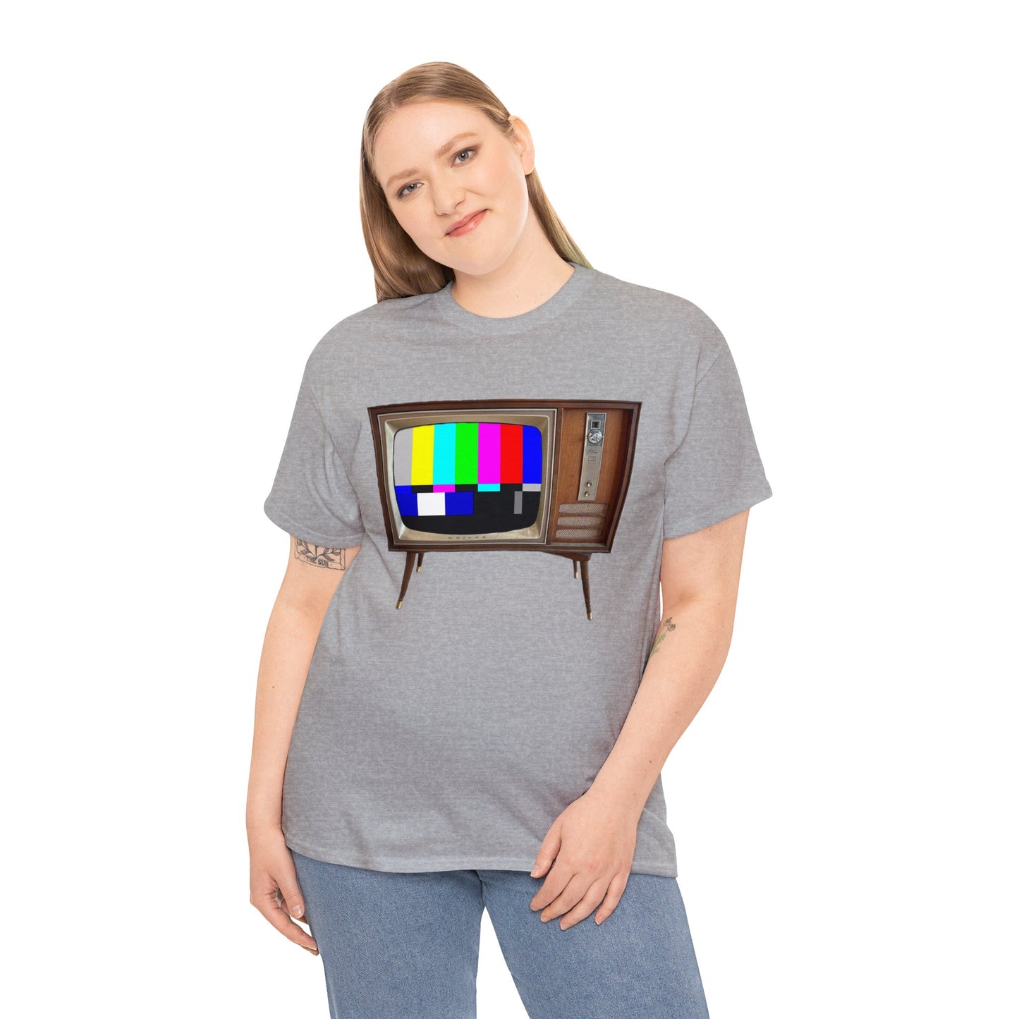 Vintage Television, Tube TV, Sign Off Screen, Old School, Vintage, Retro Heavy Cotton Tee