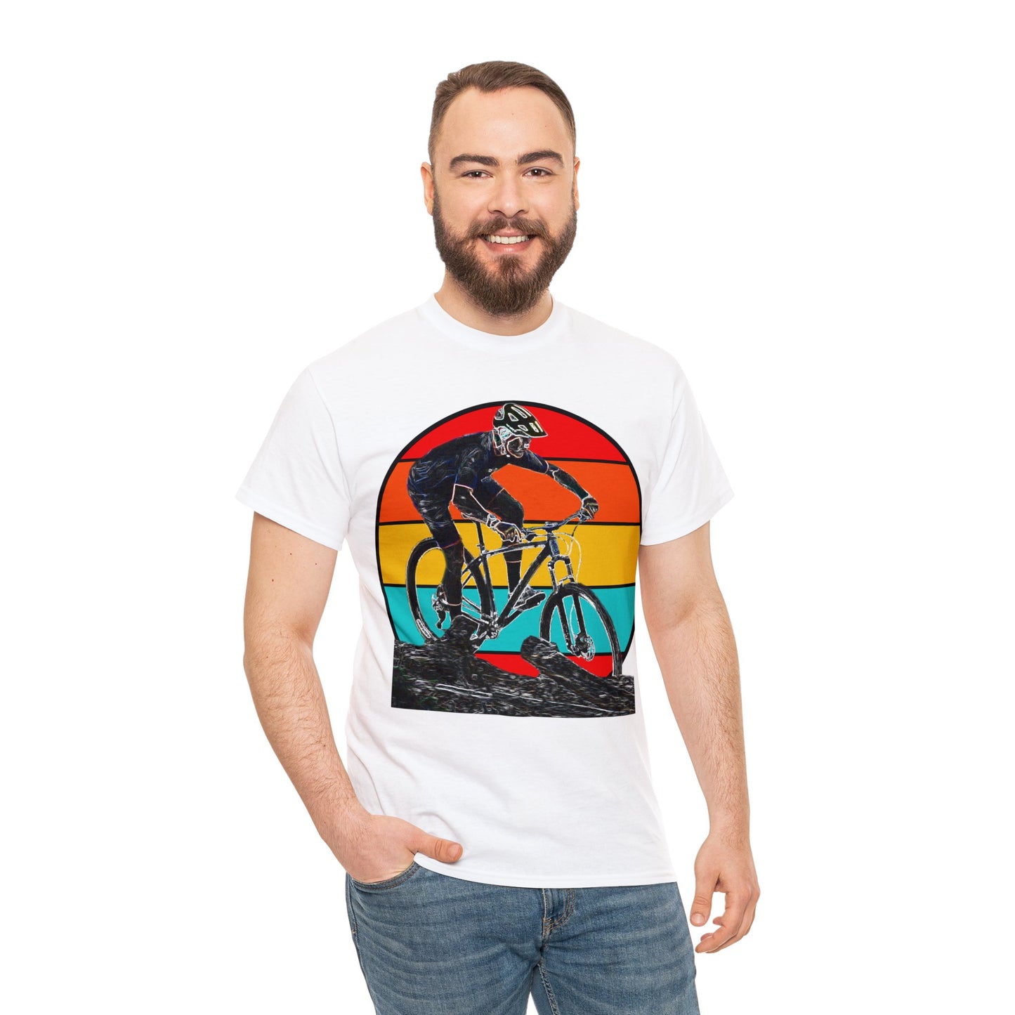 Mountain Bike, Mountain Biker, Hard Tail Mountain Bike Heavy Cotton Tee