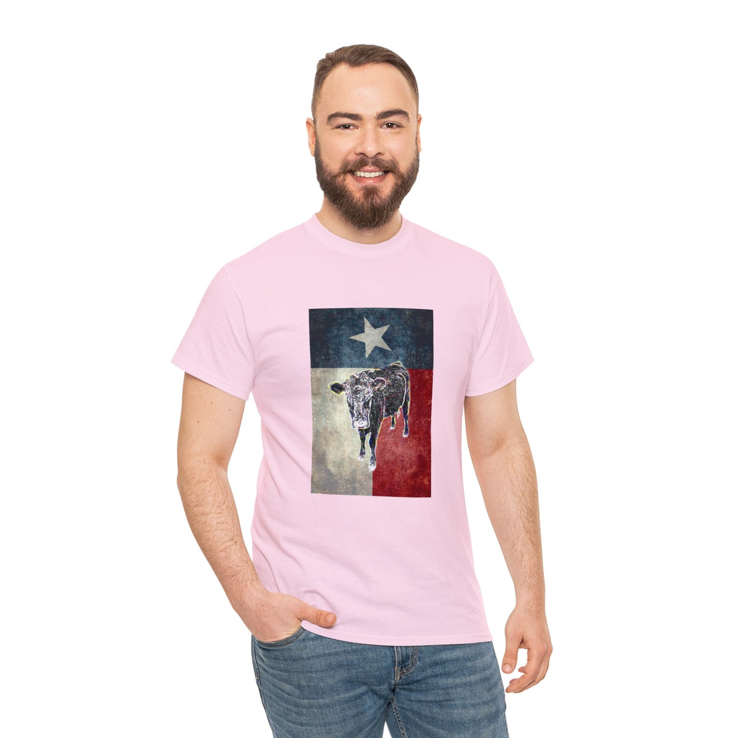 Vintage Retro Cow on the Farm Heavy Cotton Tee