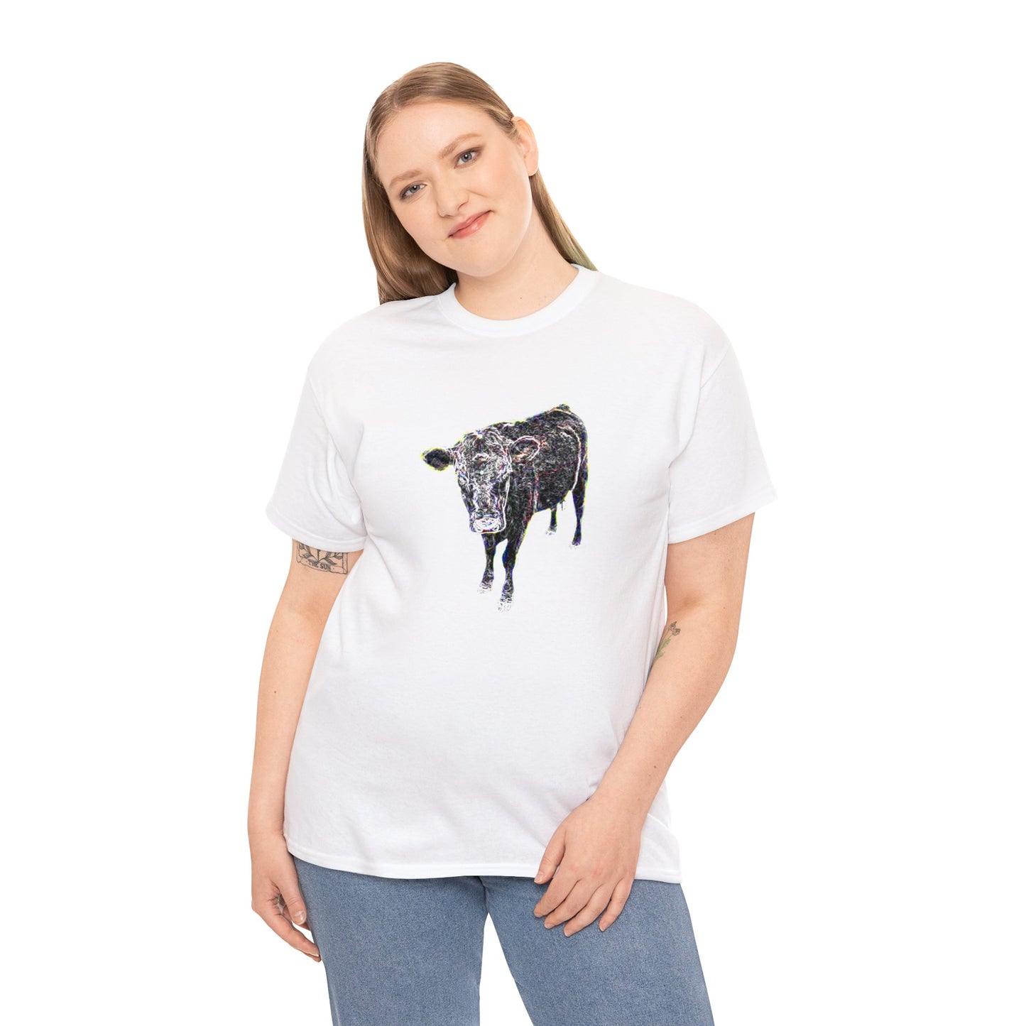 Vintage Retro Cow on the Farm Heavy Cotton Tee
