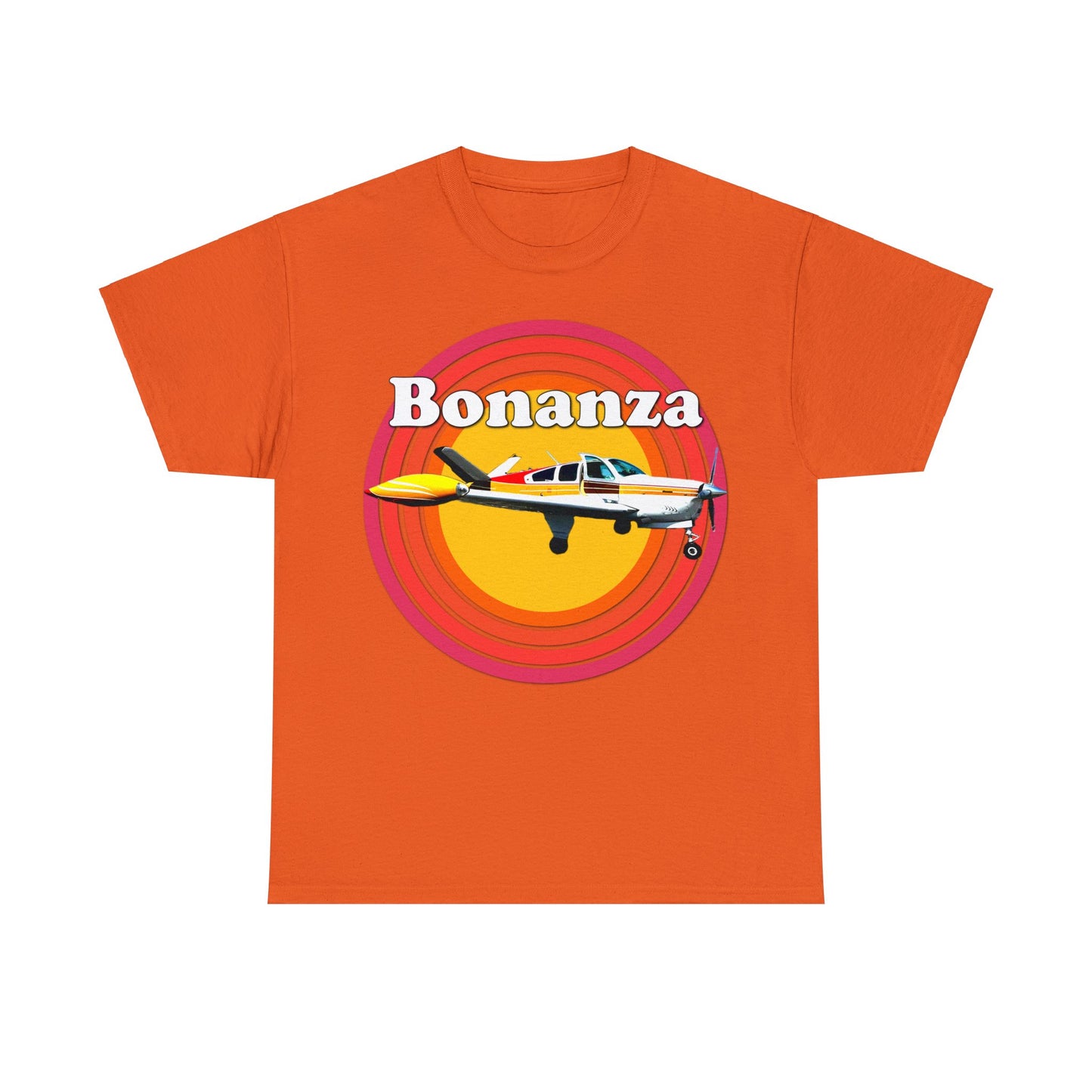 Vintage Bonanza Airplane, 1970s Private Airplane, Turbo Prop Aircraft Heavy Cotton Tee