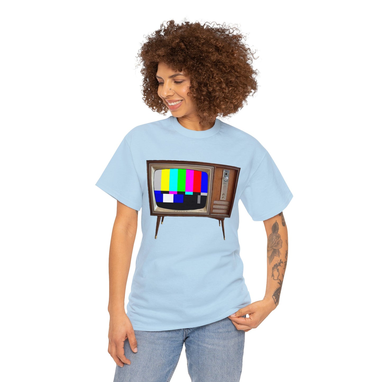 Vintage Television, Tube TV, Sign Off Screen, Old School, Vintage, Retro Heavy Cotton Tee