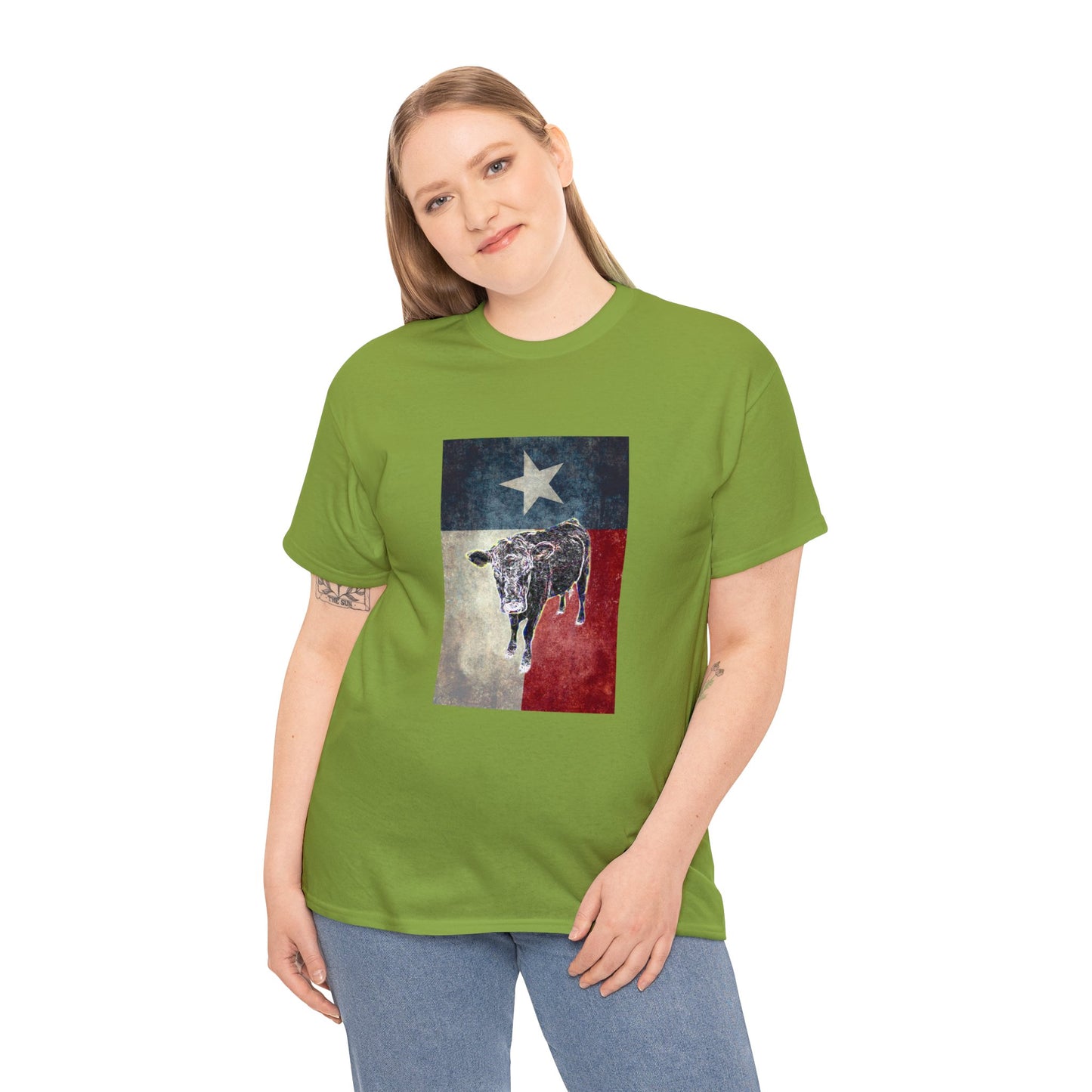 Vintage Retro Cow on the Farm Heavy Cotton Tee