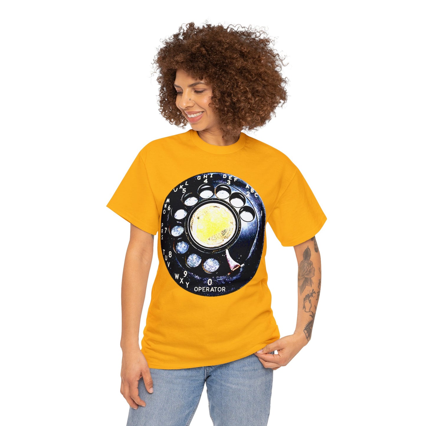 Vintage Retro Rotary Antique Telephone Phone Heavy Cotton Tee