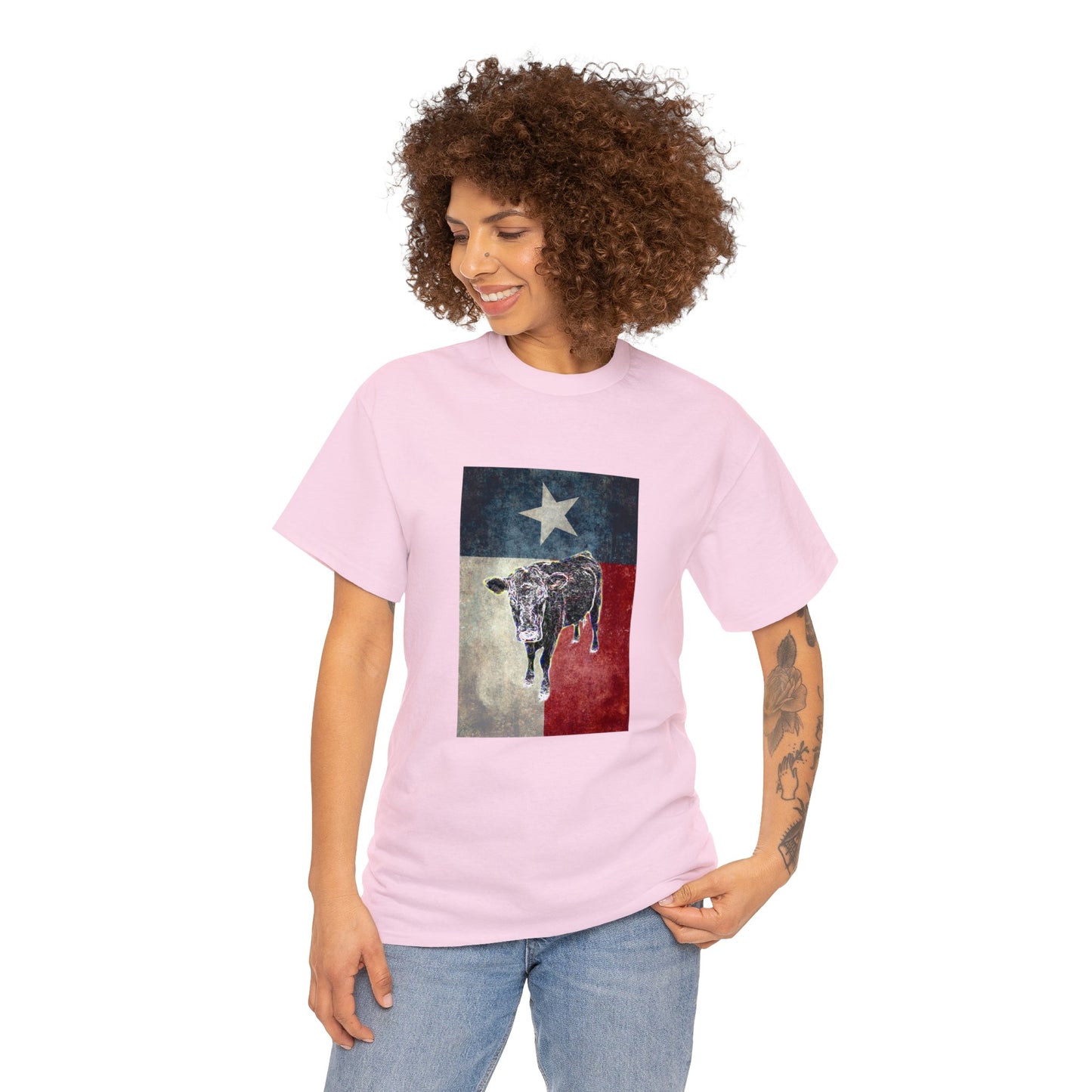 Vintage Retro Cow on the Farm Heavy Cotton Tee