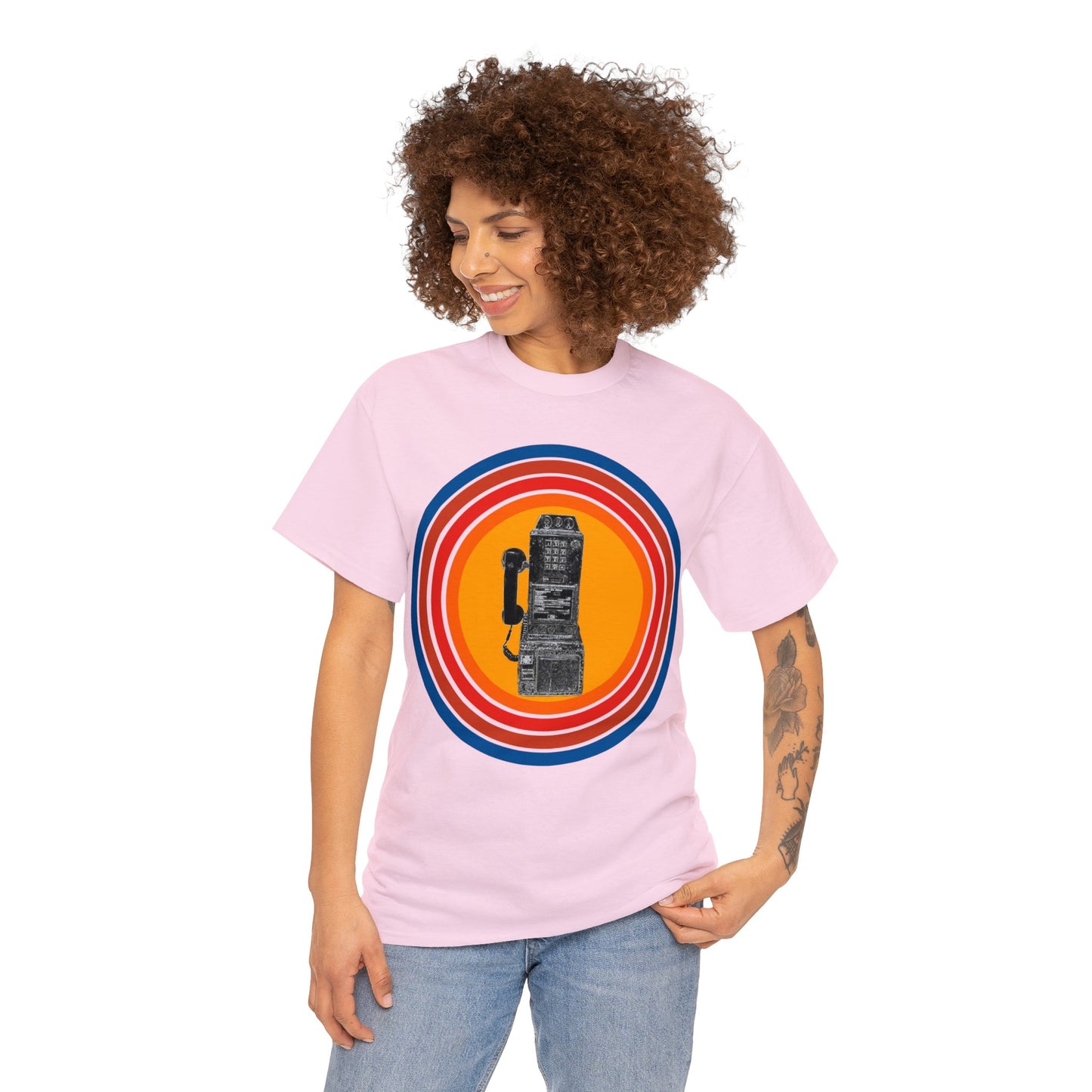 Vintage Retro Pay Phone Antique Telephone Phone Heavy Cotton Tee