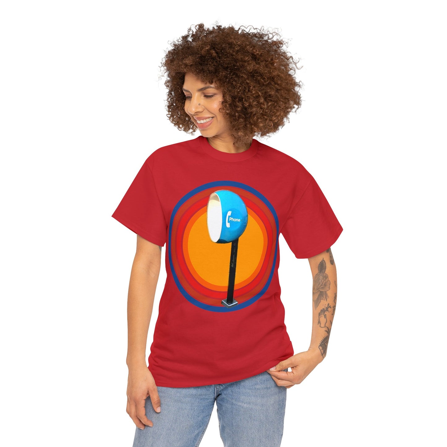 Vintage Egg Shaped Phone Booth, Retro Phone Booth Heavy Cotton Tee