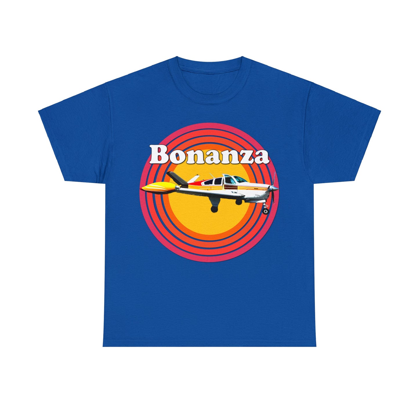 Vintage Bonanza Airplane, 1970s Private Airplane, Turbo Prop Aircraft Heavy Cotton Tee