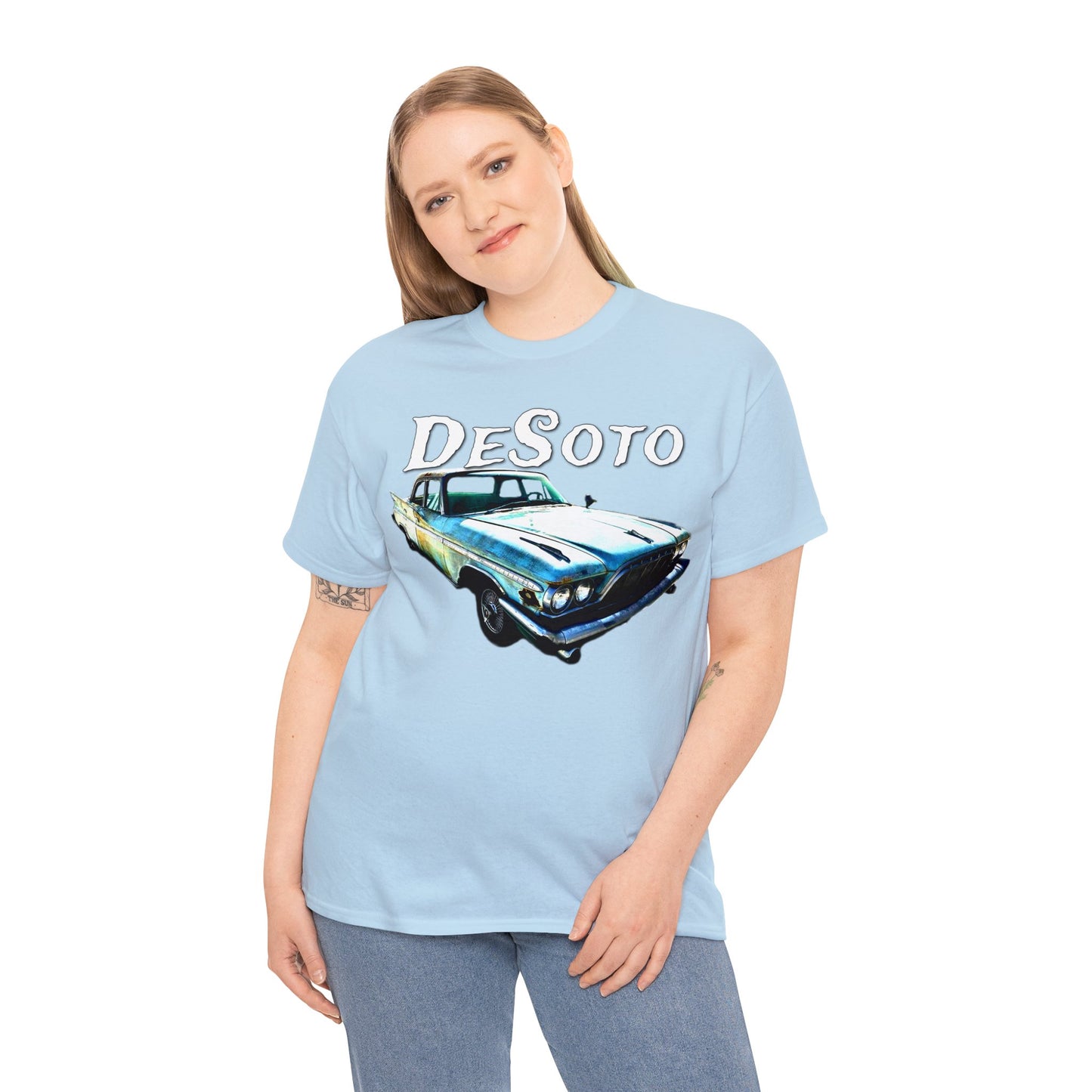 Vintage Desoto American Car, Vintage Antique Automobile Heavy Cotton Tee