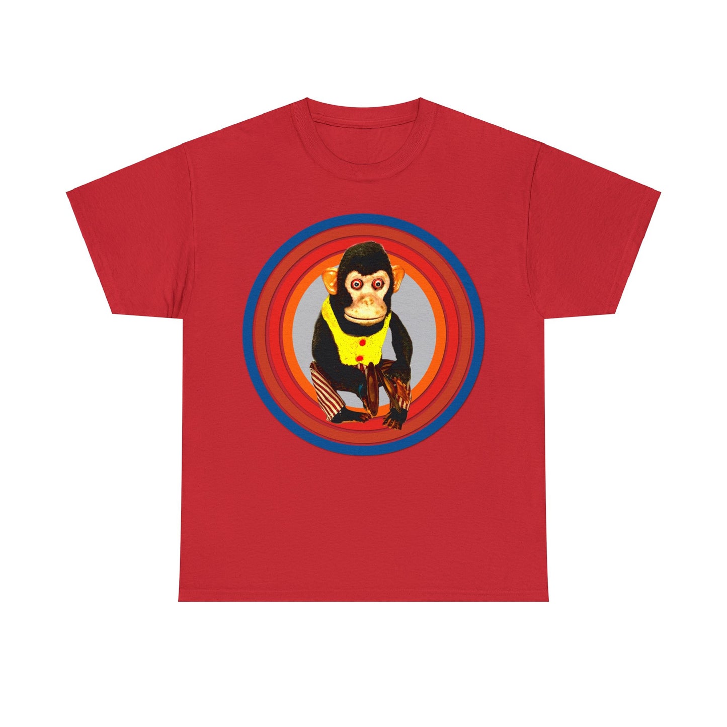 Cymbal Chimp Toy, Jolly Monkey With Cymbals Vintage Retro Heavy Cotton Tee