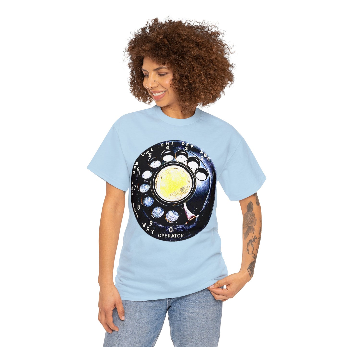 Vintage Retro Rotary Antique Telephone Phone Heavy Cotton Tee