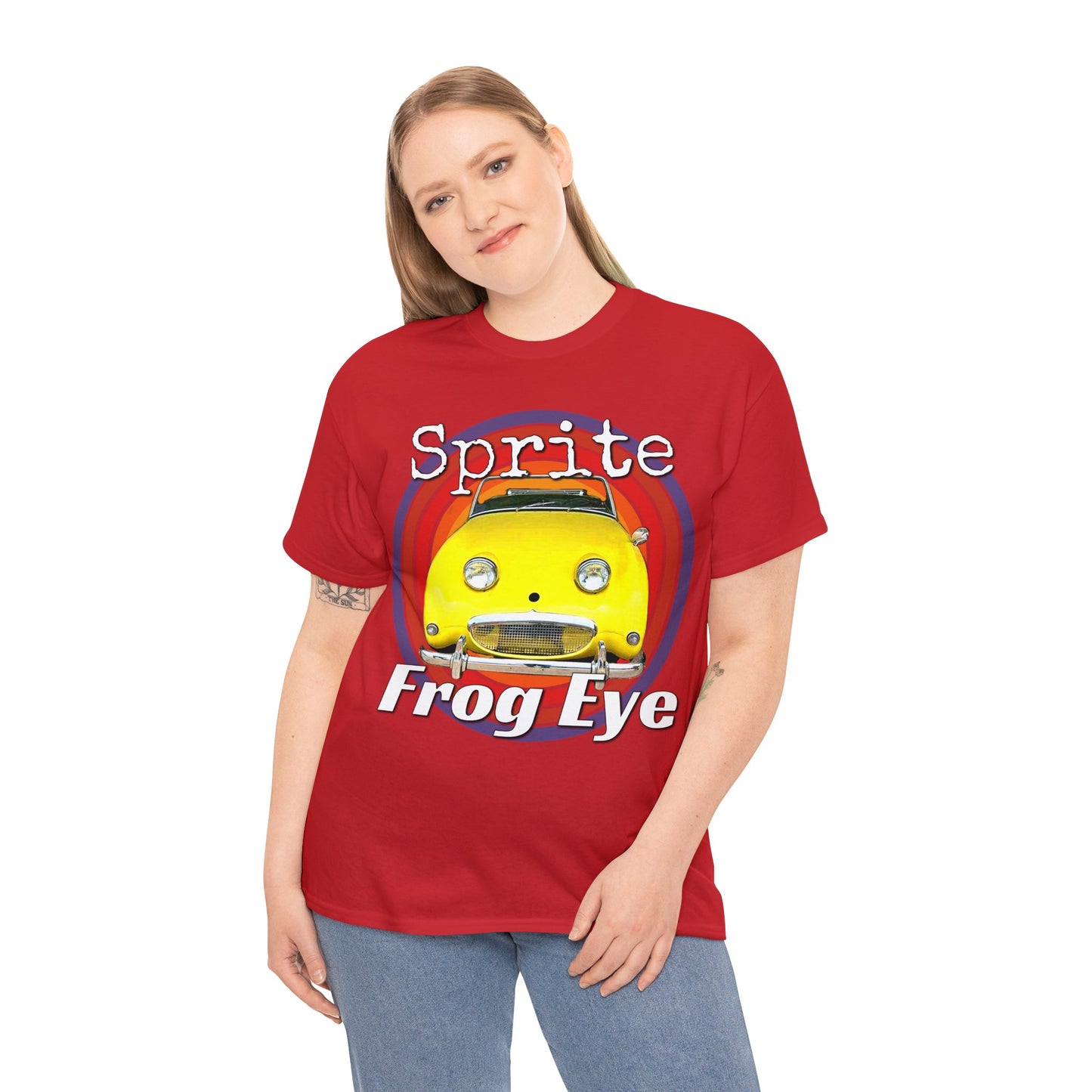 Vintage Retro Sprite Frog Eye Convertible Car Heavy Cotton Tee